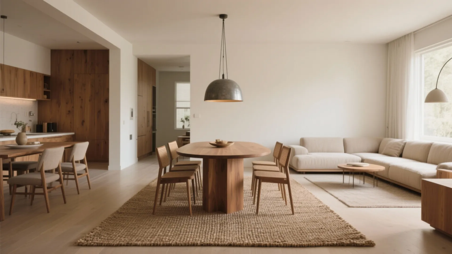 2. Define zones with rugs, lights and small furniture