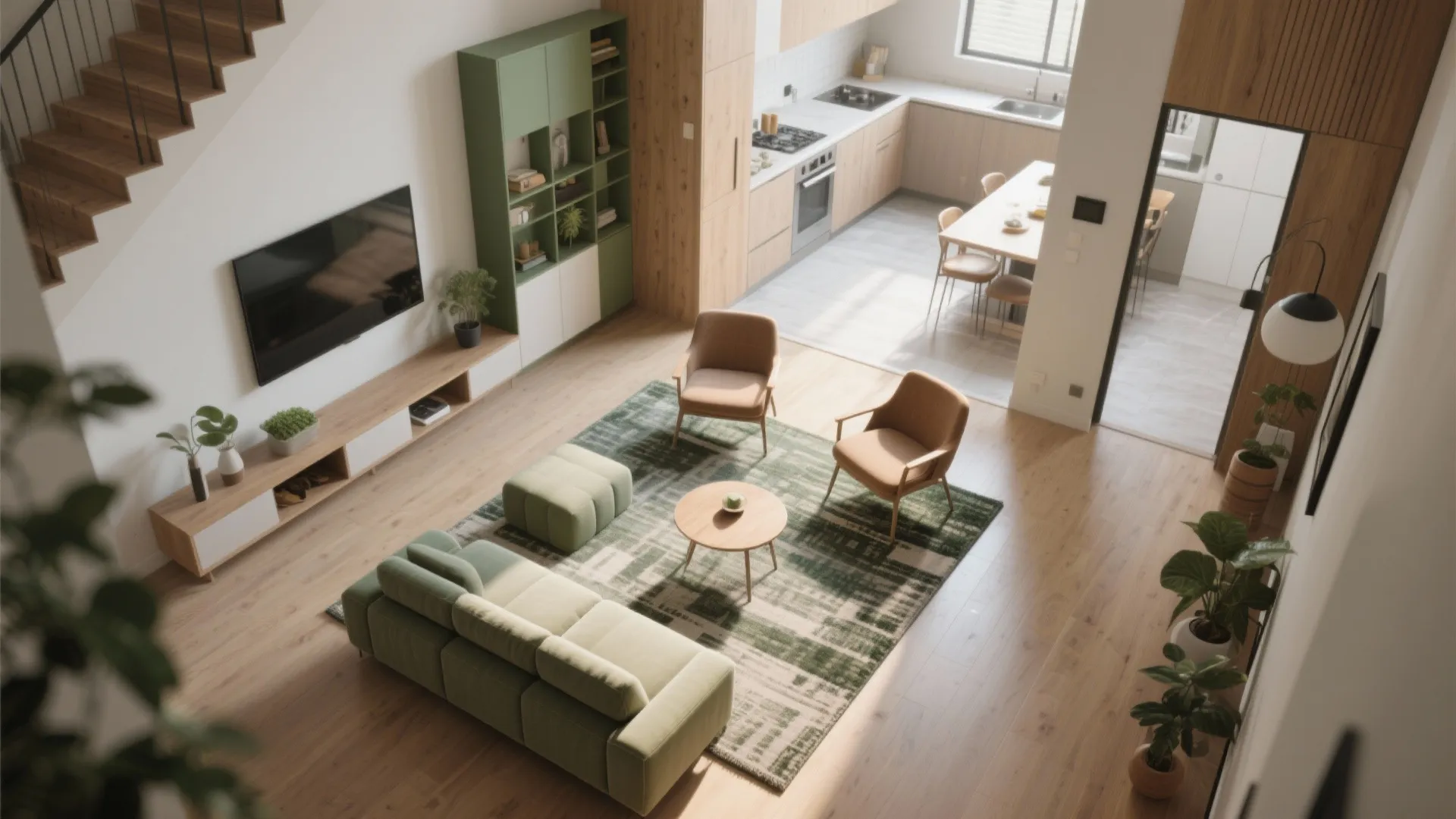 4. Create zones with rugs and modular pieces