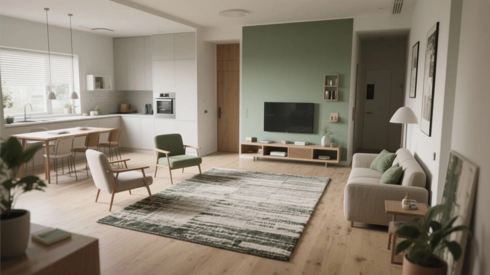 5. Define zones with rugs and low-back seating