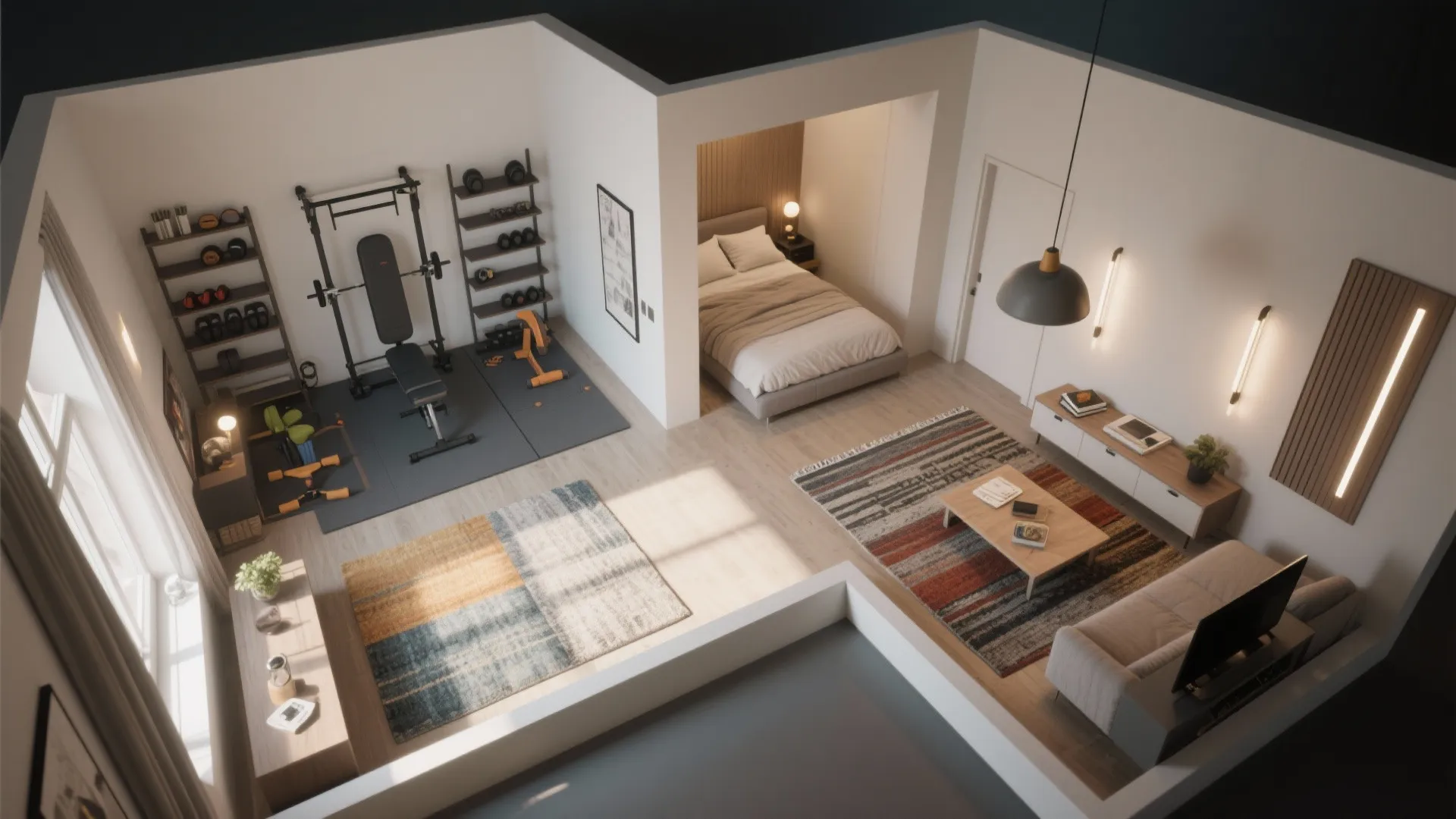 3. Zone with lighting, rugs and a tailored plan