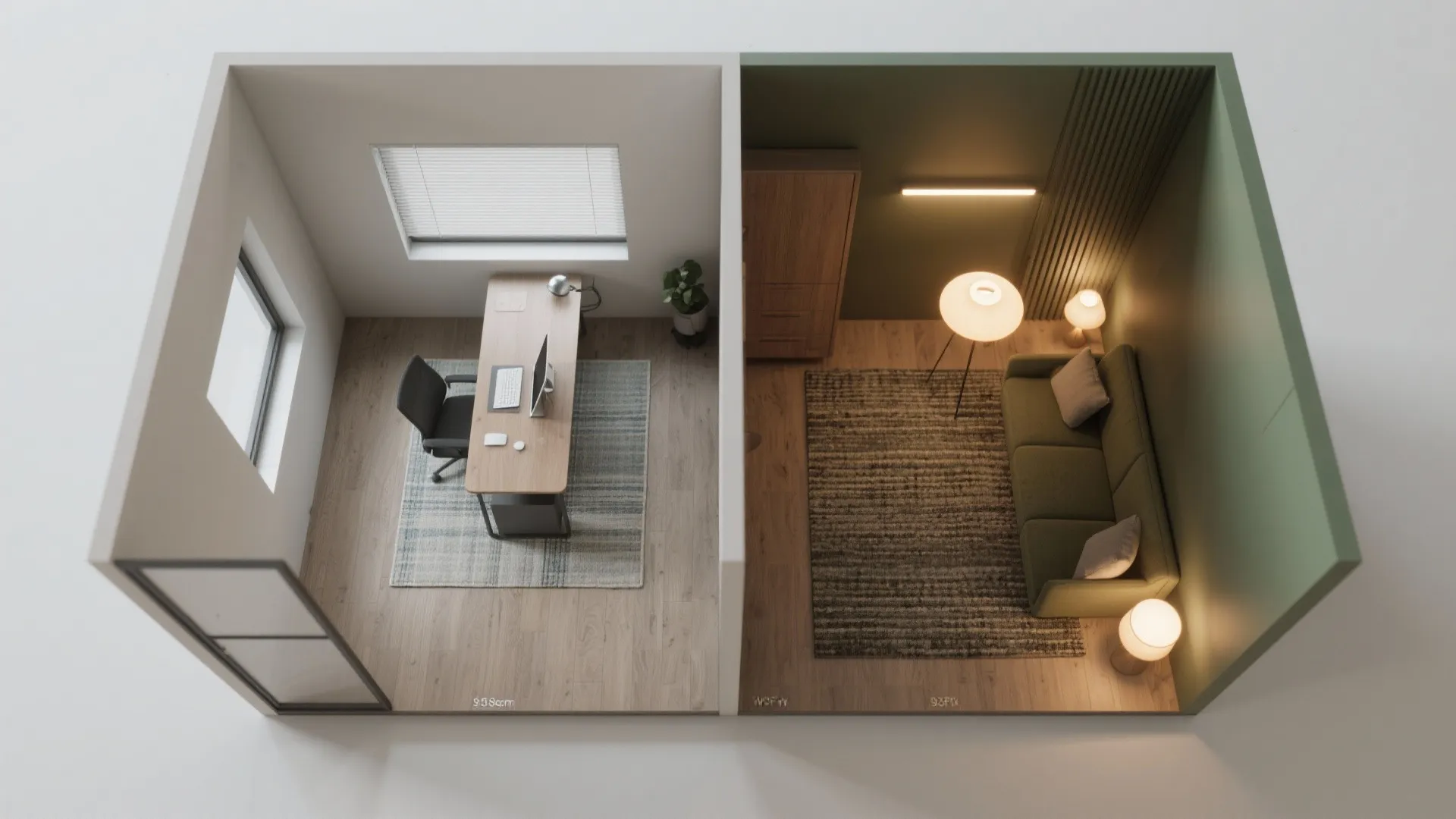 2. Zone with rugs and lighting