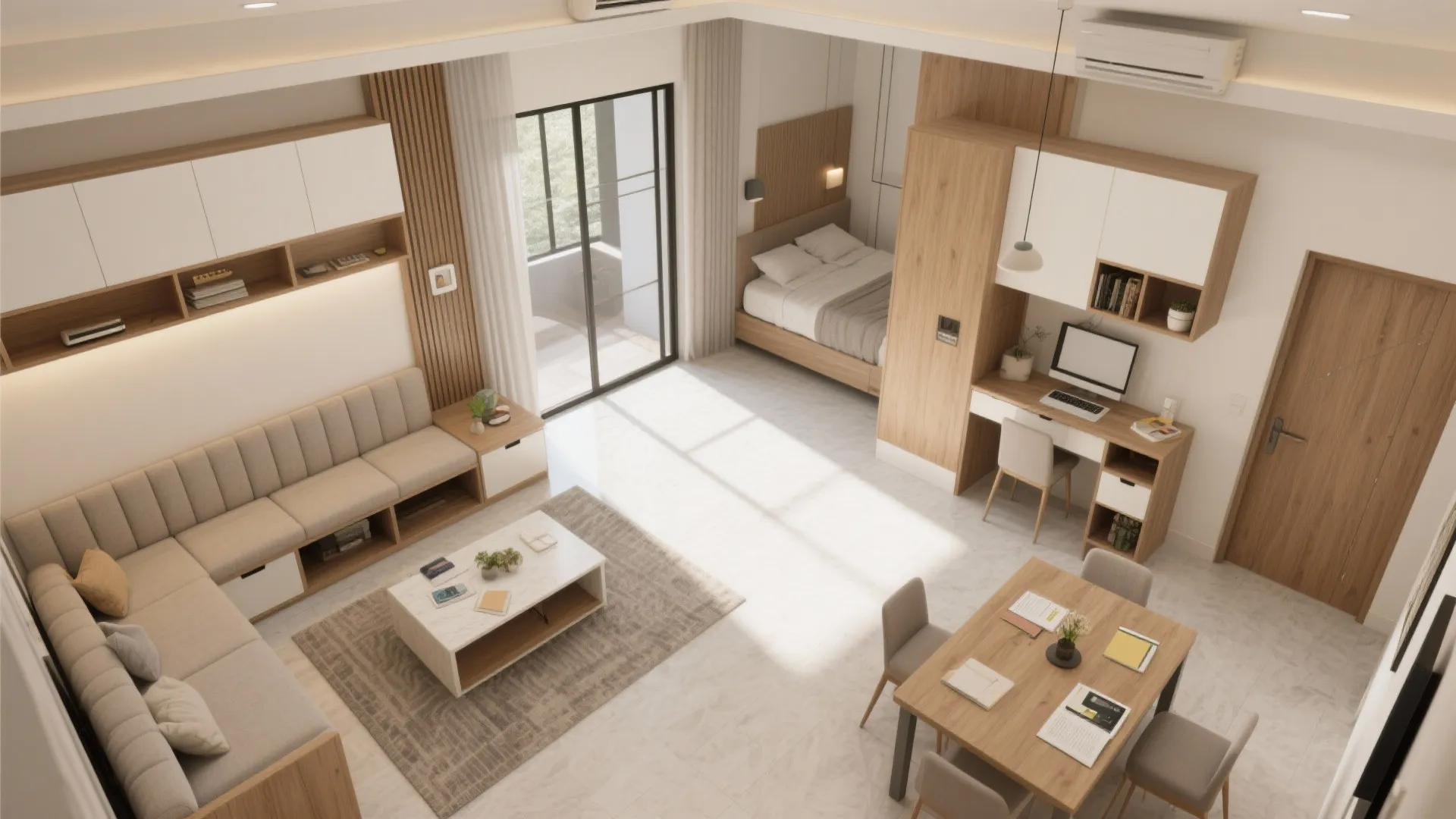 Multi-Functional Zones in a 3 BHK