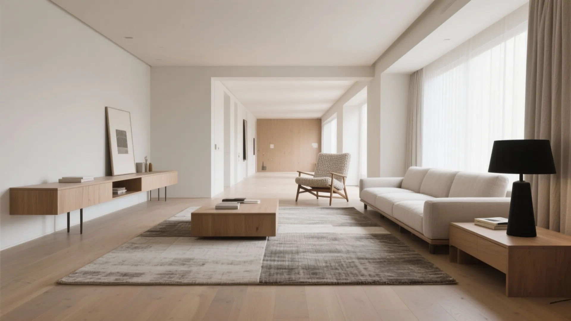 1) Minimalist zoning with furniture islands