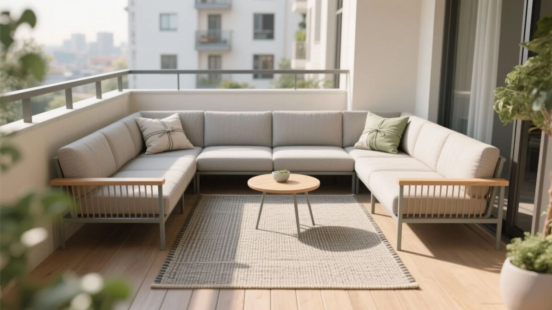 Smart zoning with rugs and an L-shaped seat