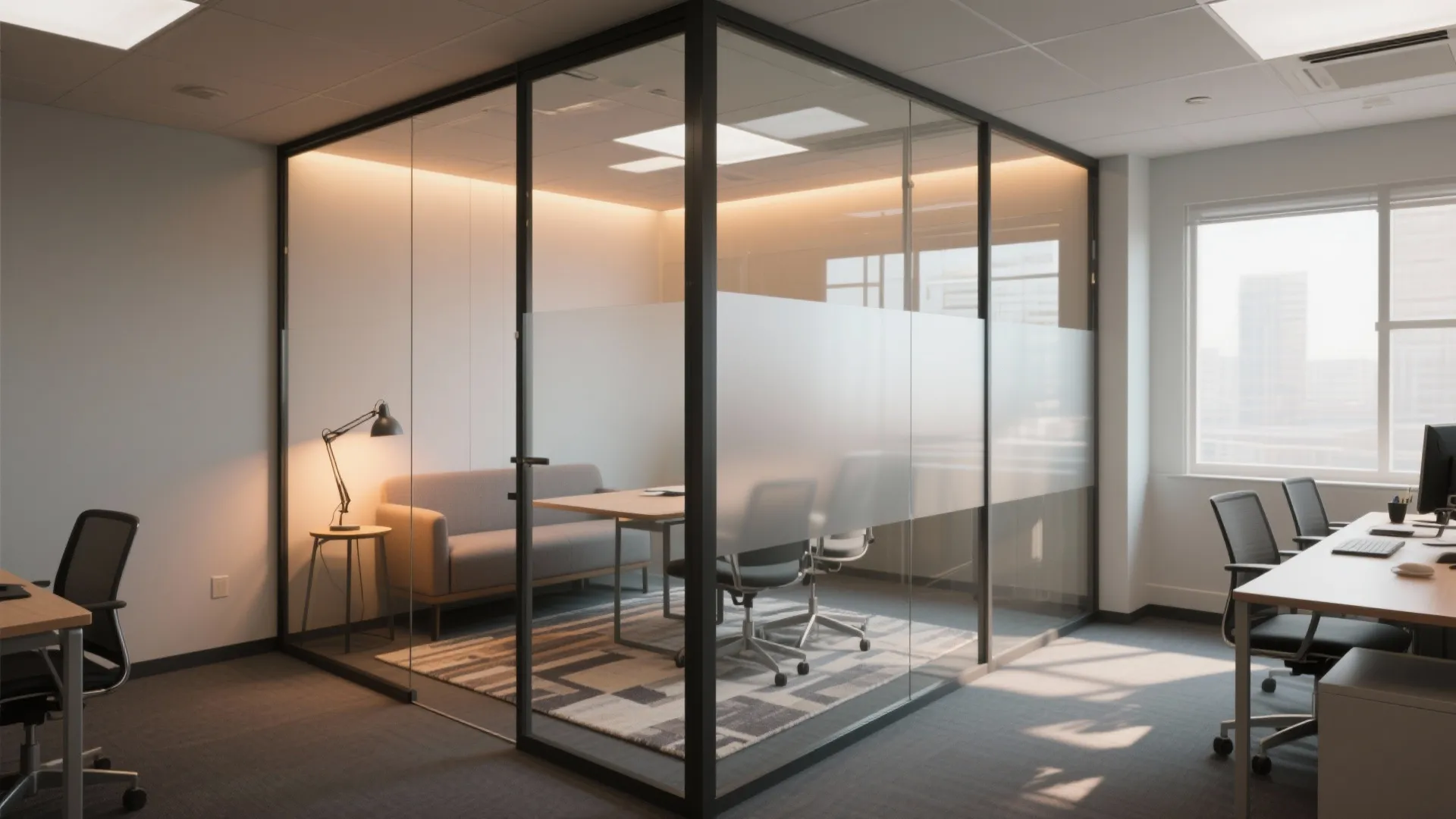 3. Zoning with light and low partitions