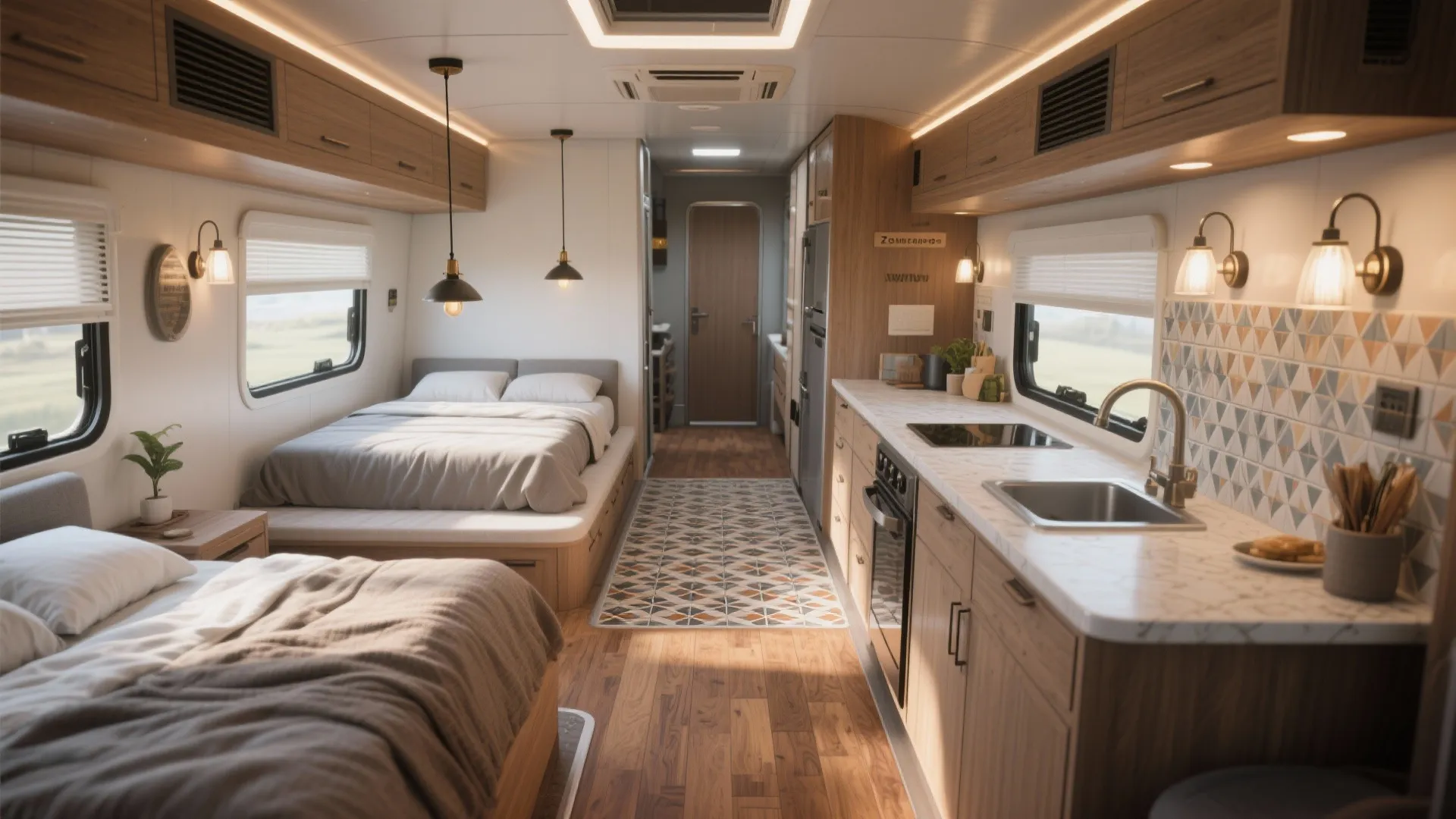 4. Zoning with Lighting and Flooring