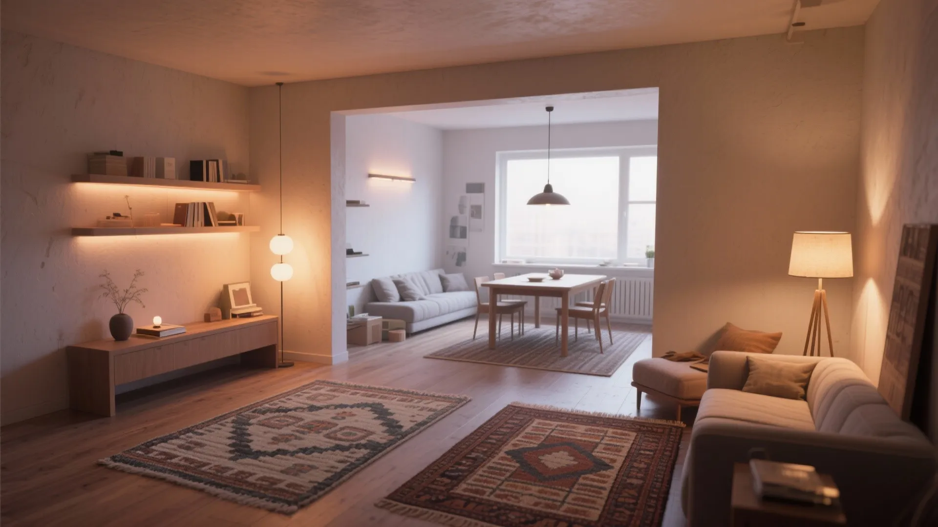 3. Zoning with lighting and rugs