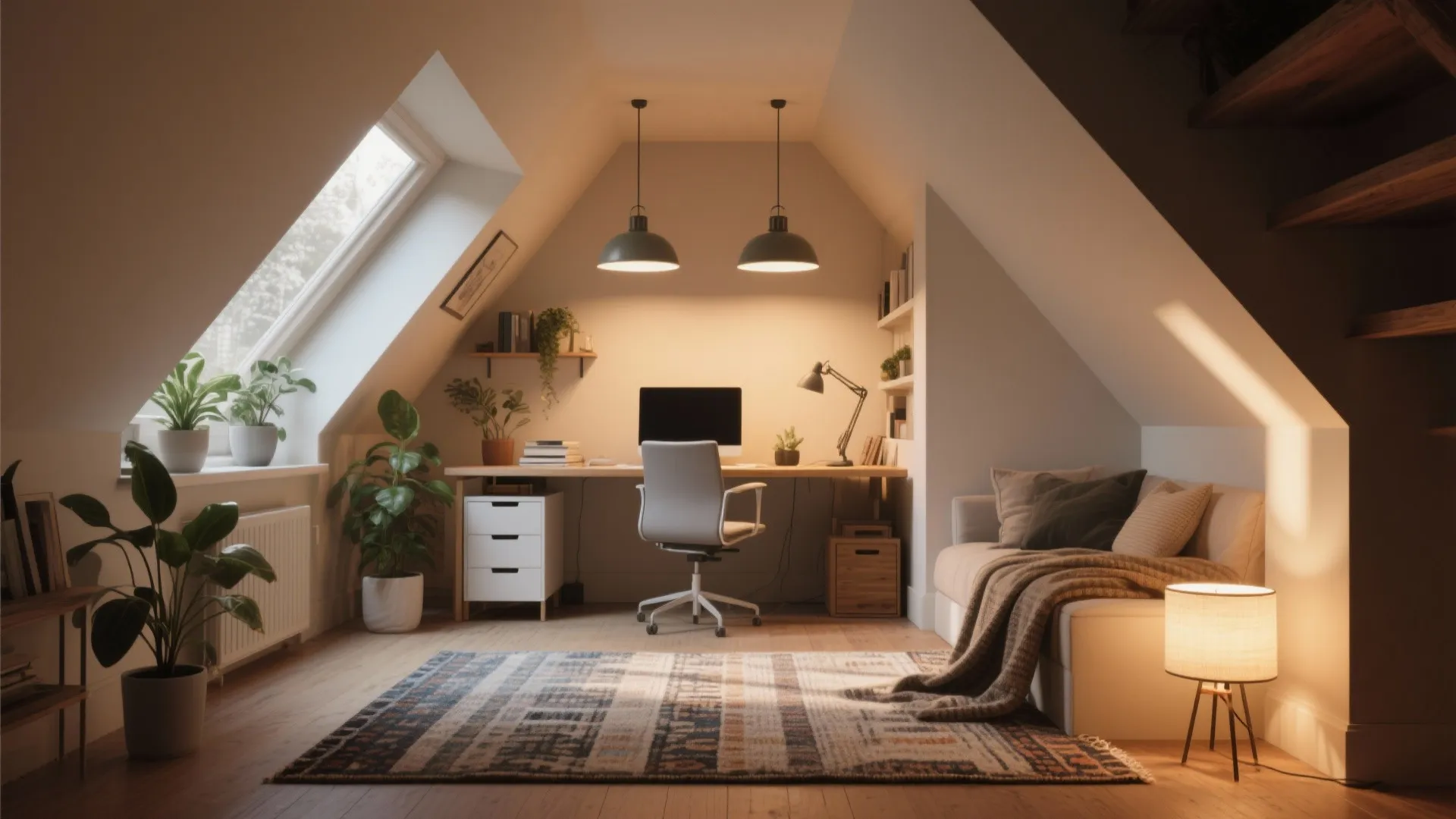 2. Create zones with rugs and lighting