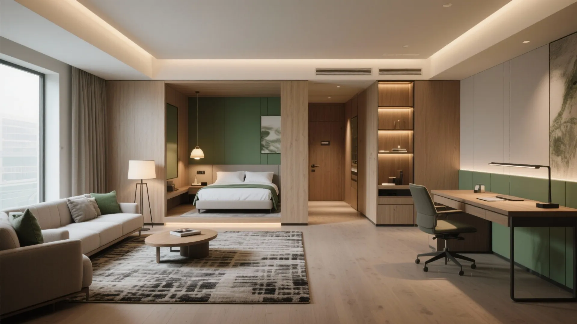 2. Zoning with Lighting and Rugs