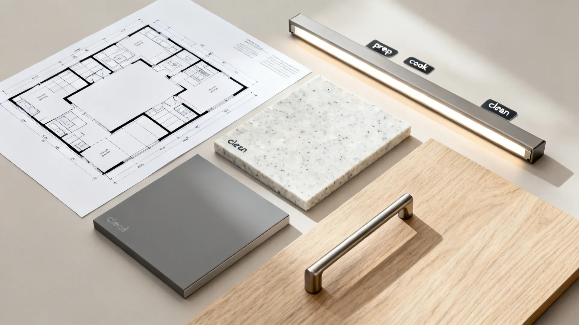 L leg zoning: prep, cook, clean in sequence