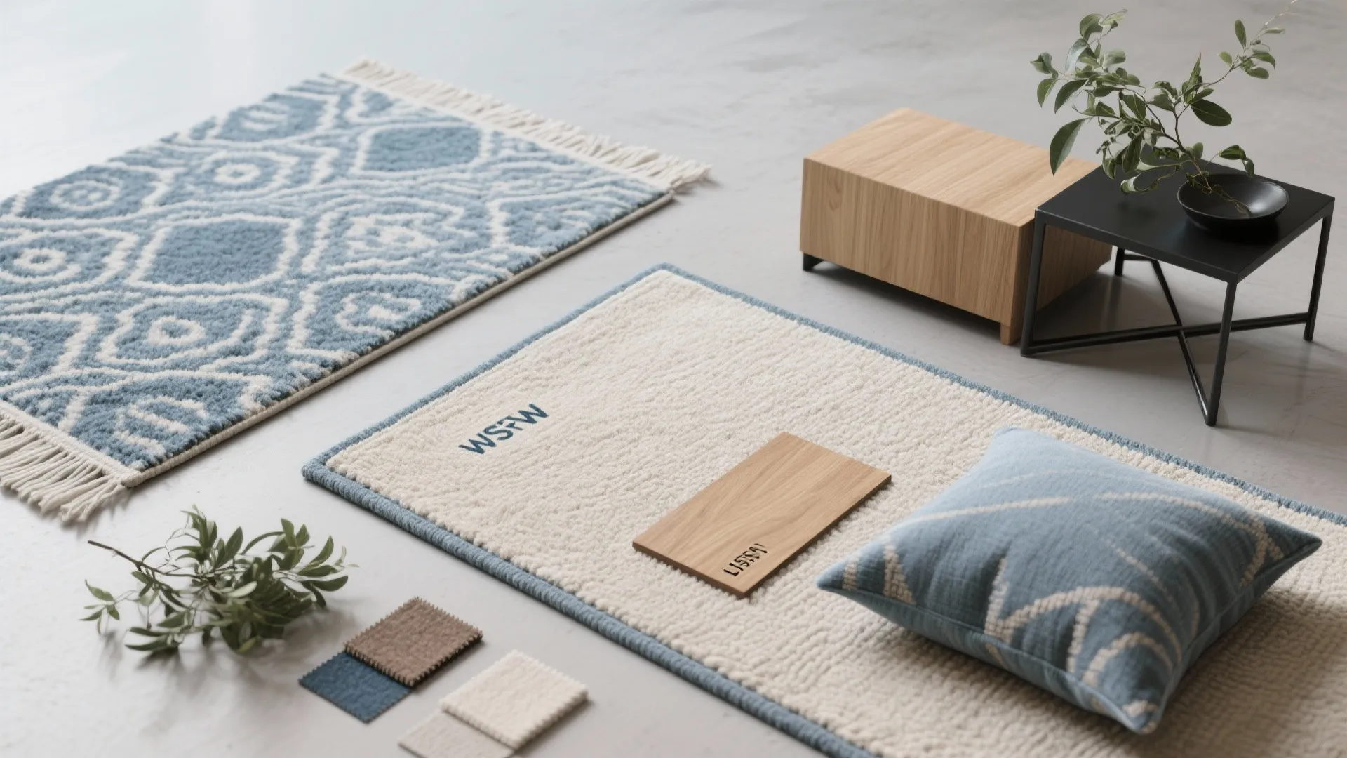 Use two small rugs to define micro-zones