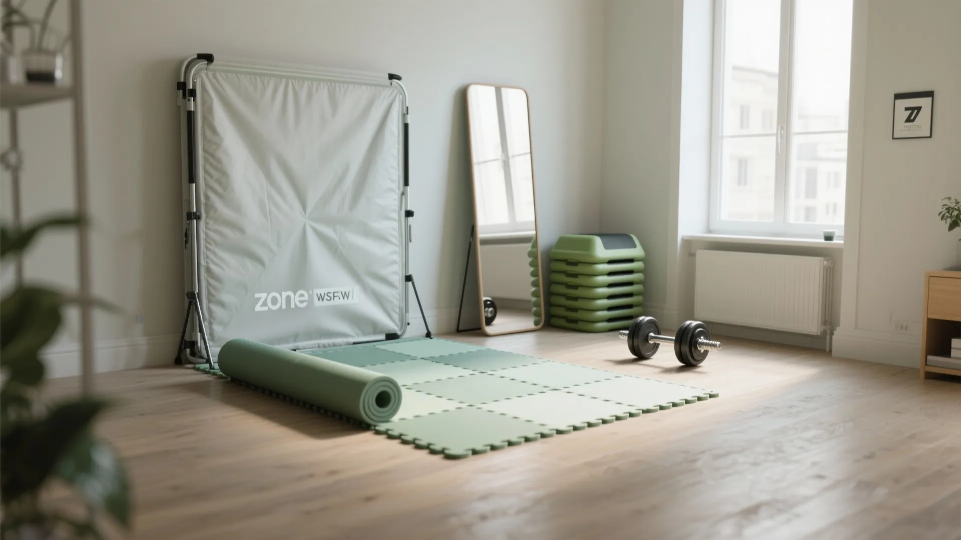 5. Zoning, mirrors and portable flooring for temporary gyms