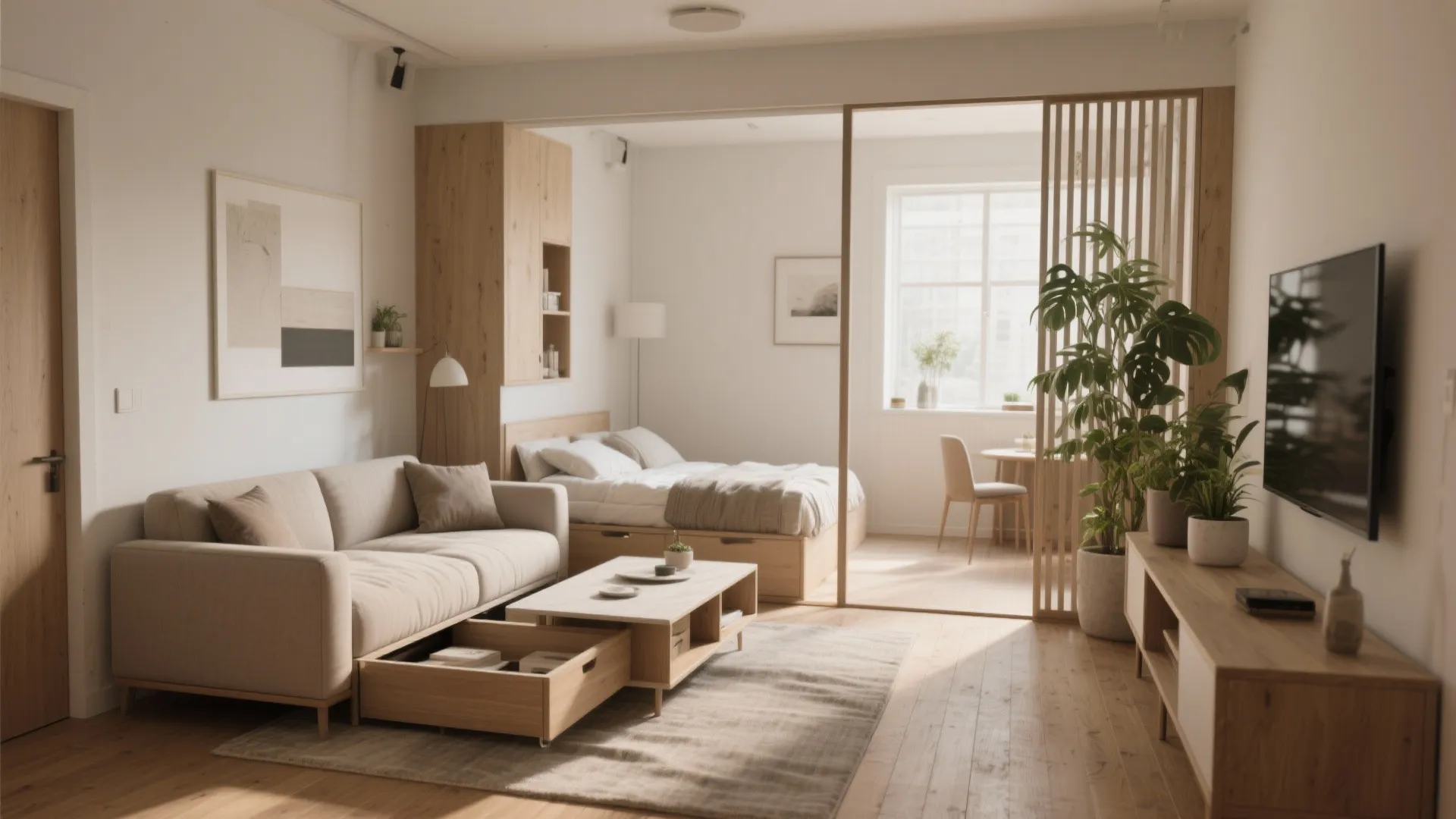 1. Zoning with multi-functional furniture