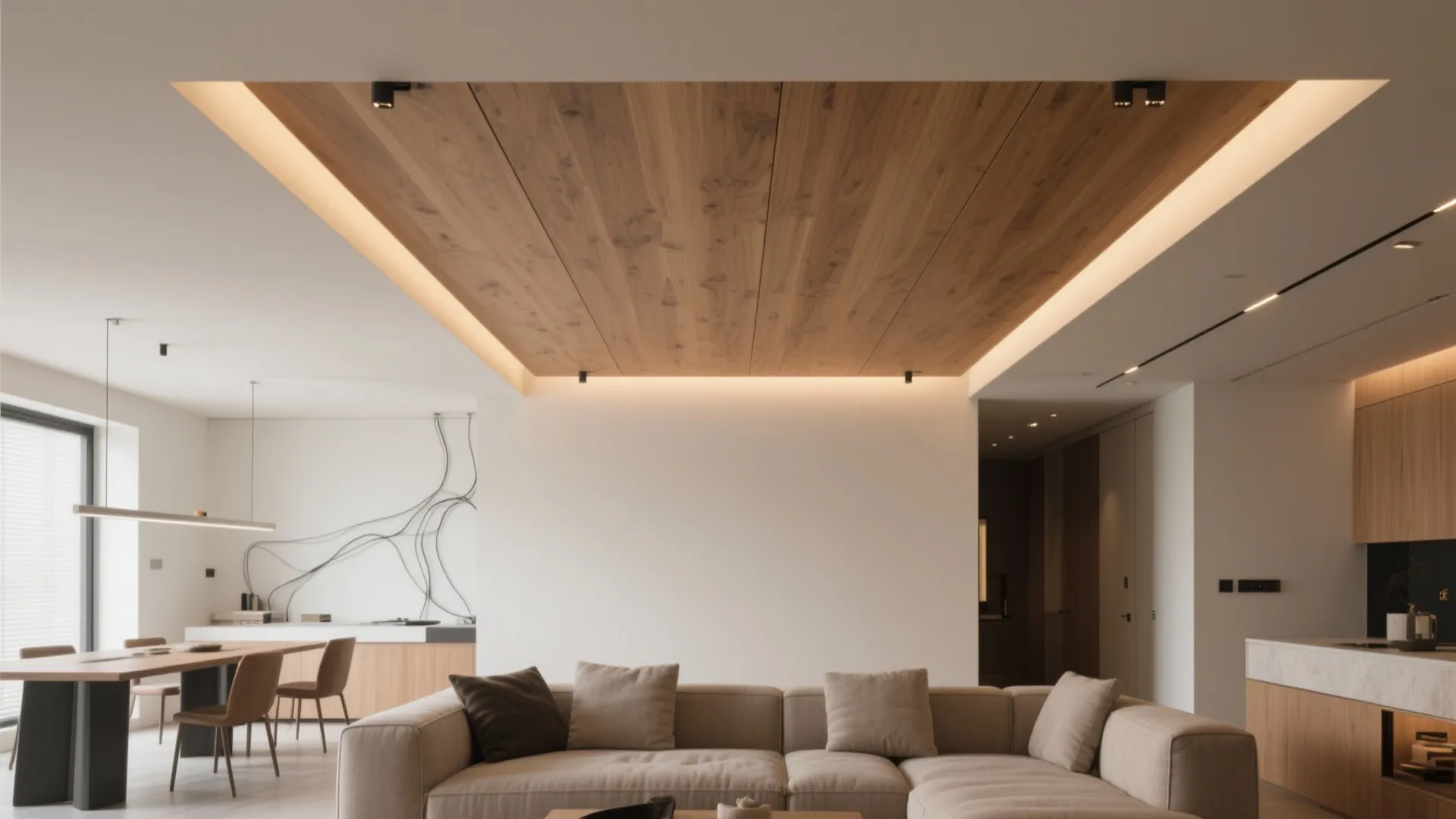 Zoning Open-Plan Spaces with Wood Overlays