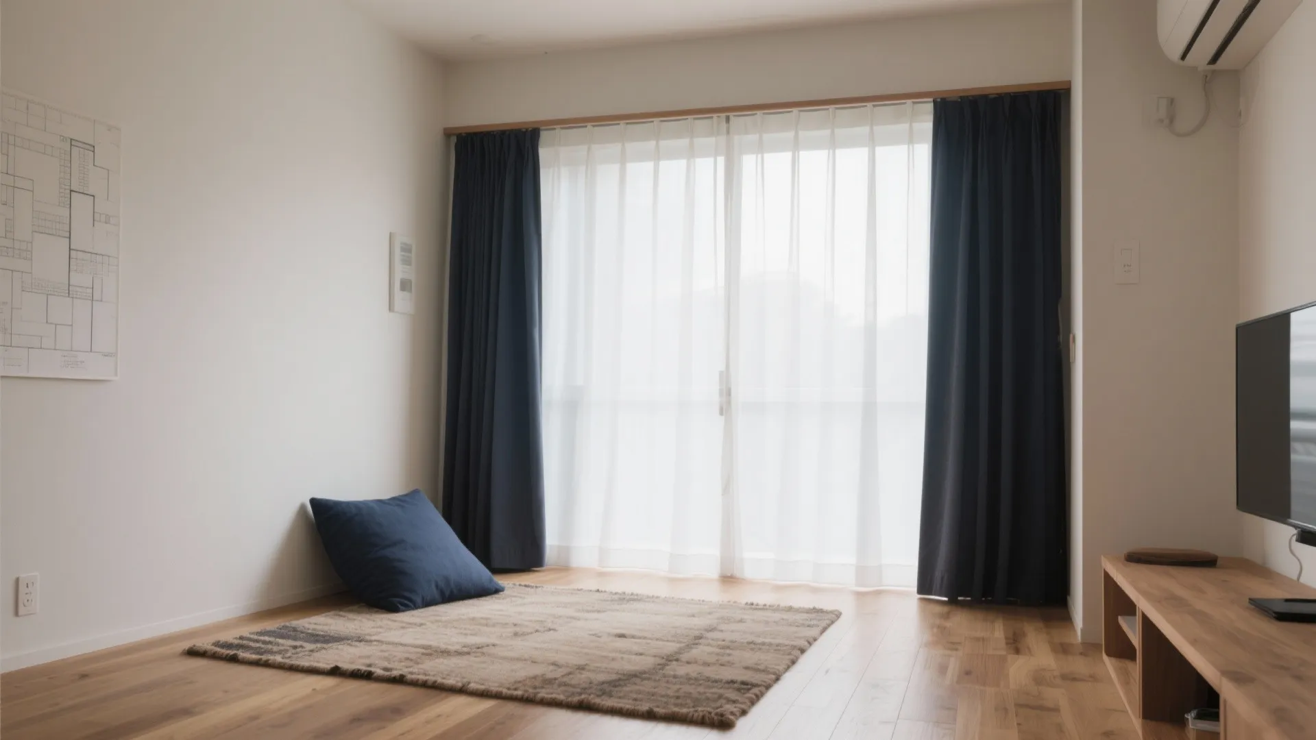 Tips 9: ラグとカーテンでゾーニング。色は3色以内で“日式の静けさ”にまとめる