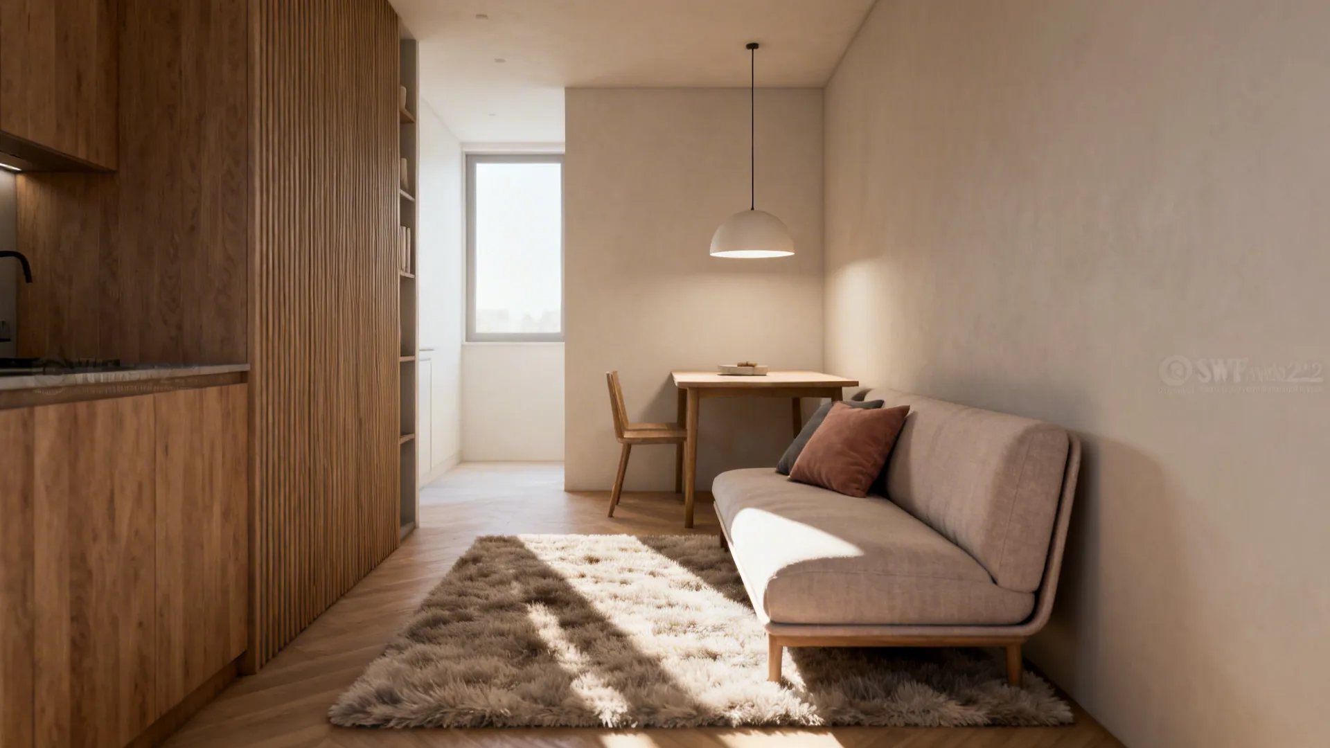 1. Layered Zoning with Rugs and Lighting