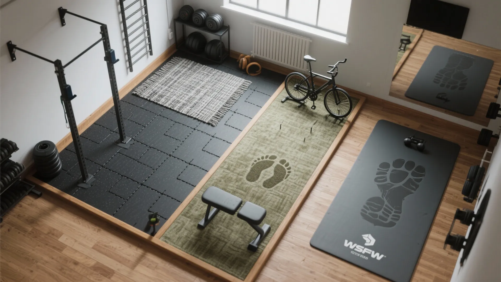 4. Zoning with rugs and portable flooring