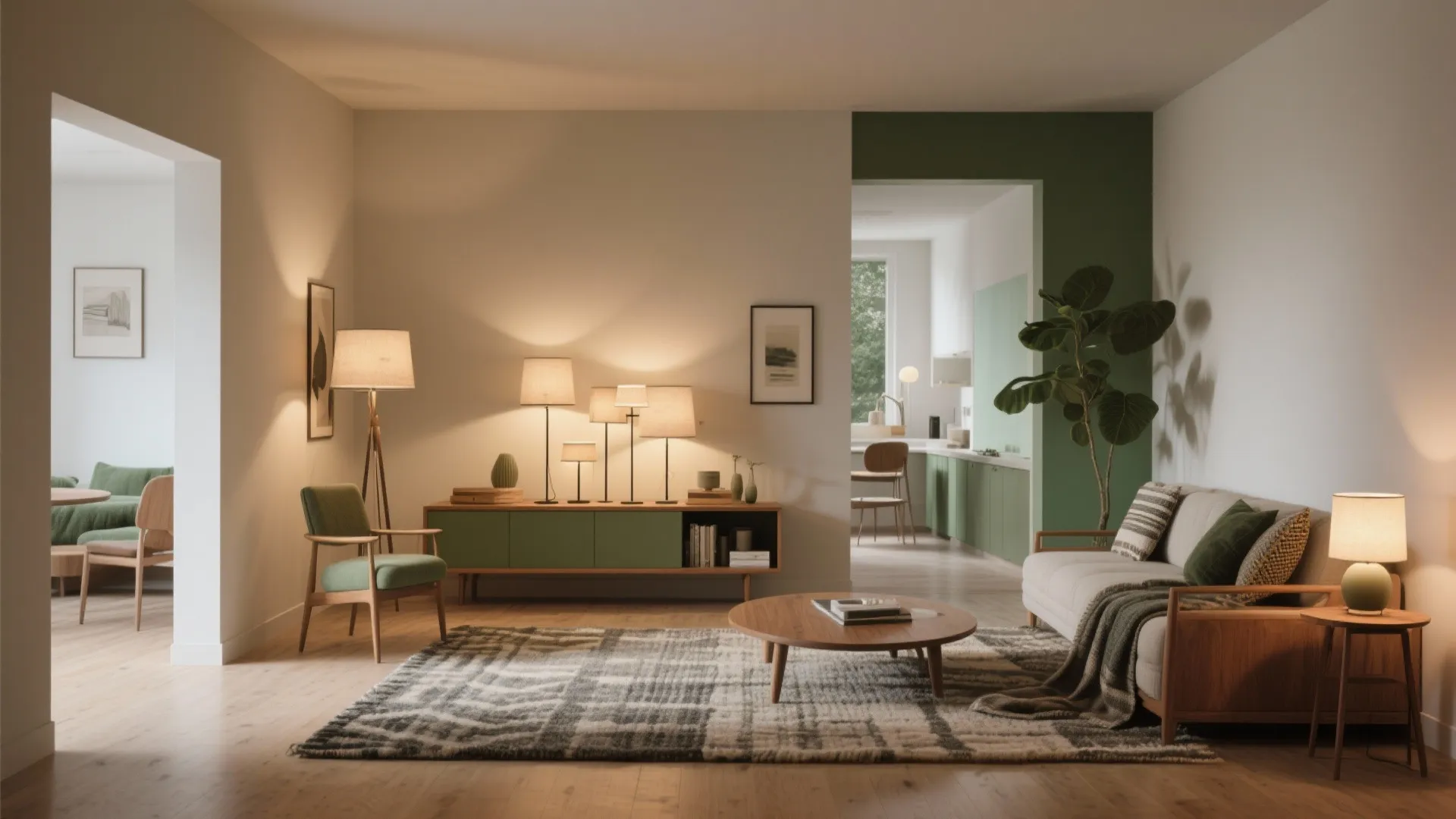 2. Zoning with Rugs and Lighting