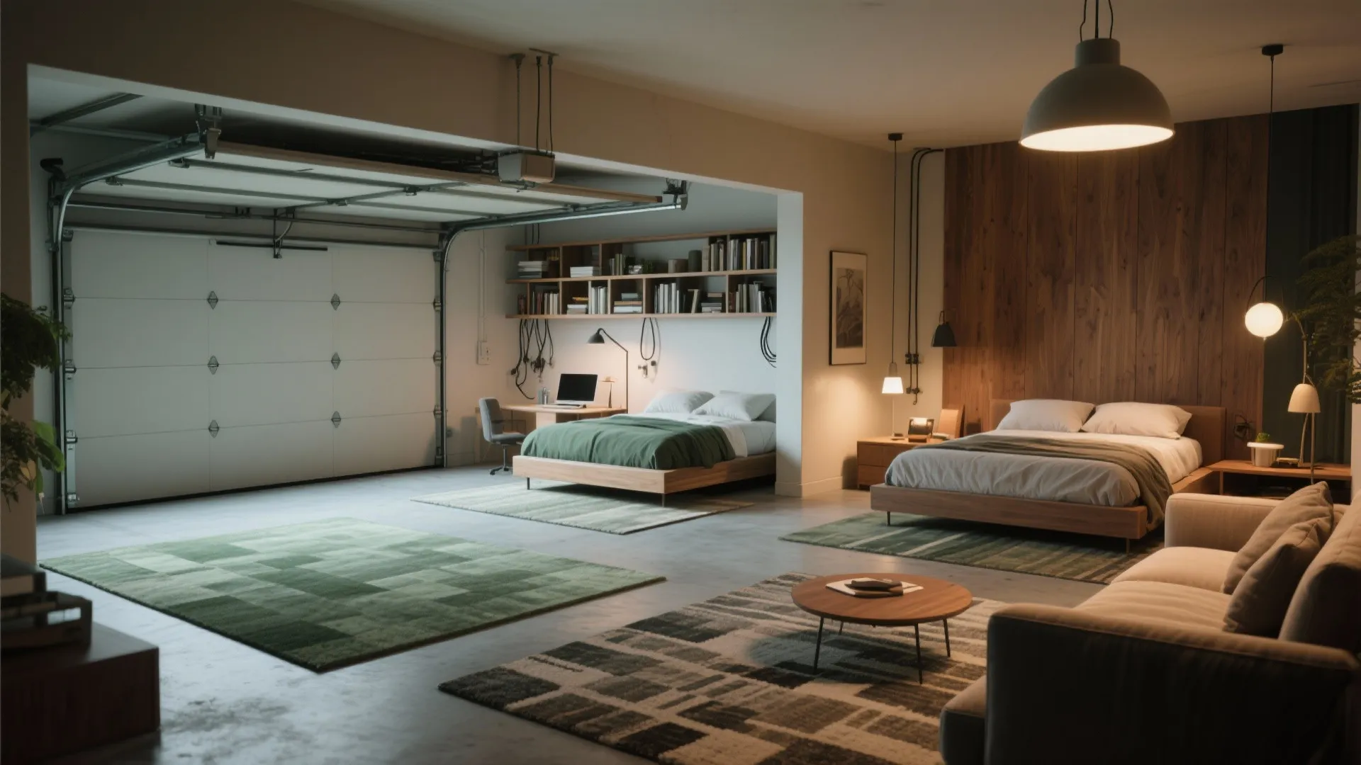 2. Zoning with Rugs and Lighting