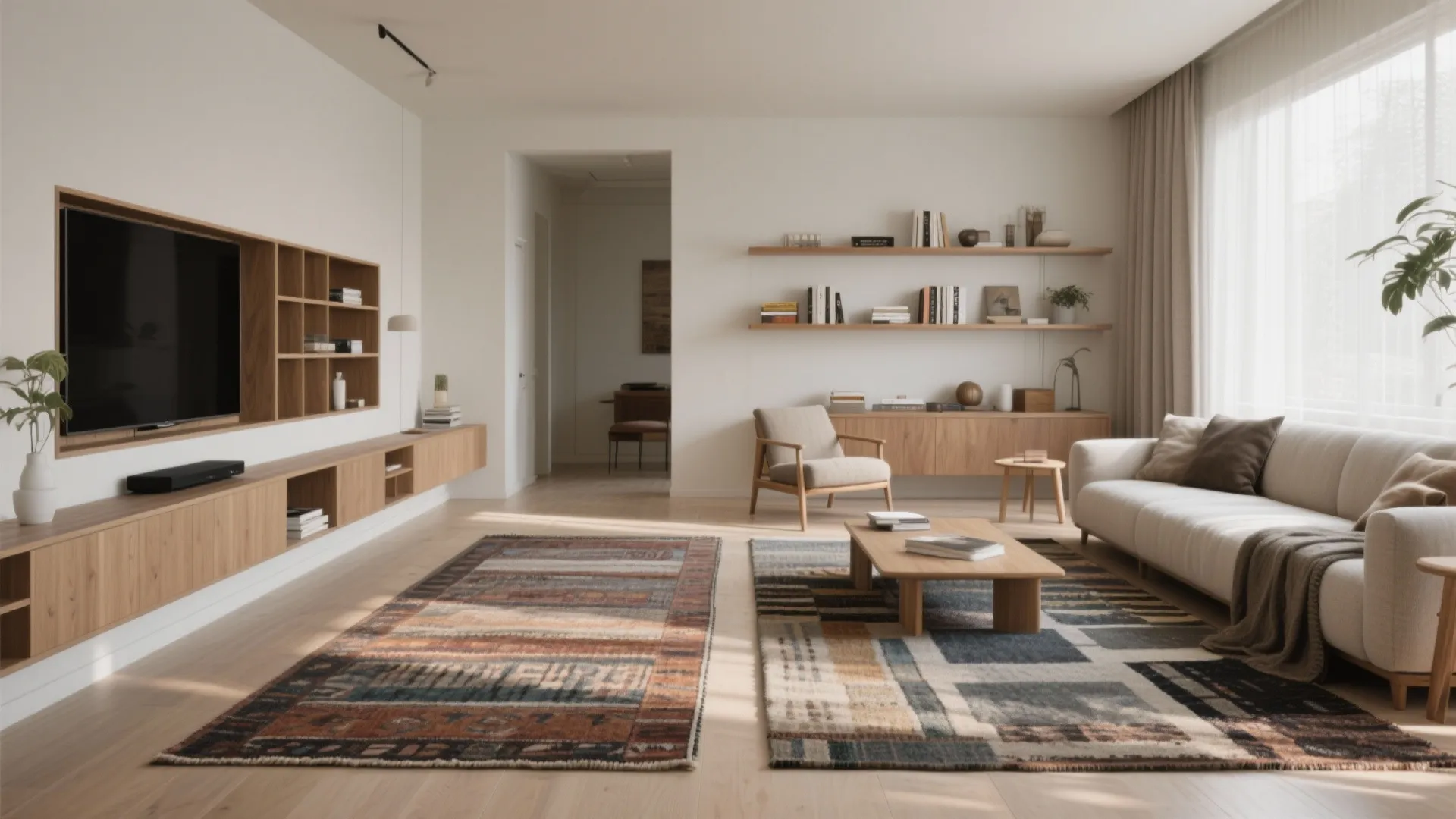 1. Zoning with rugs and low partitions