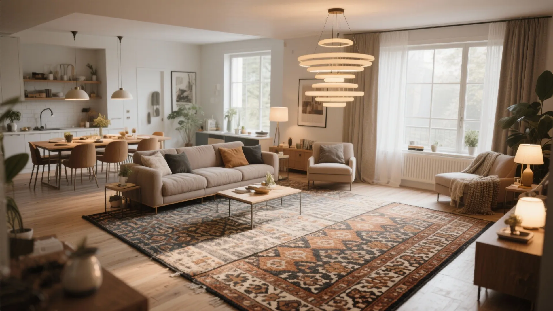 Zoning with Rugs and Lighting