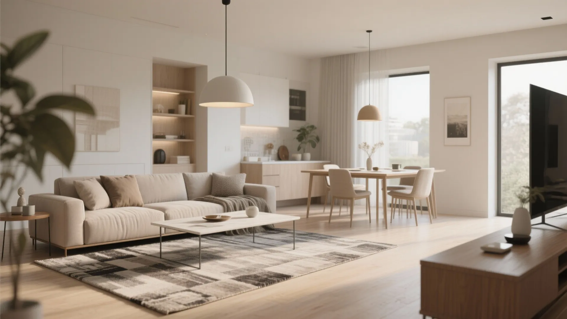 Idea 2: Zoning With Rugs and Lighting