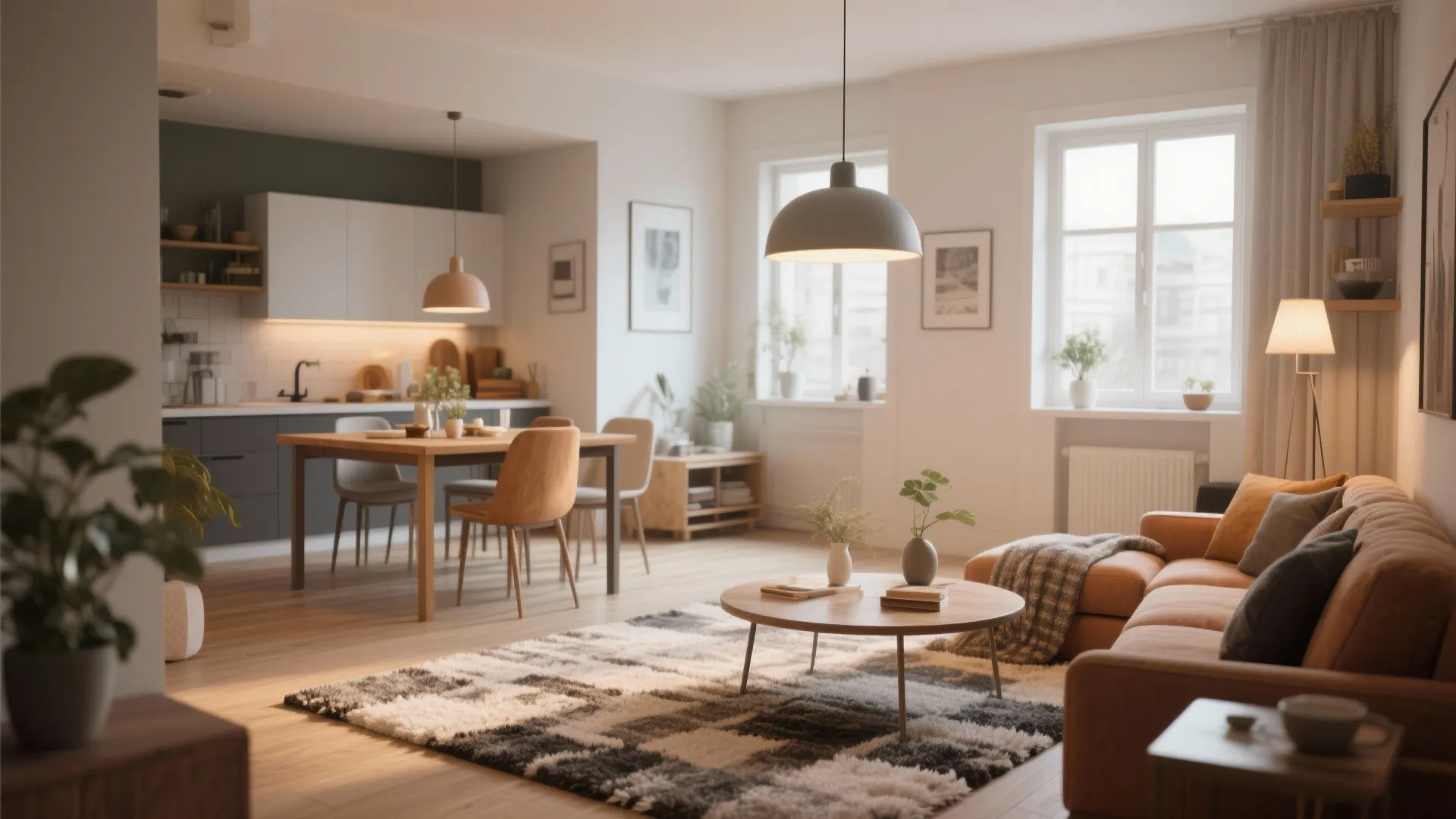 2. Zoning with Rugs and Lighting