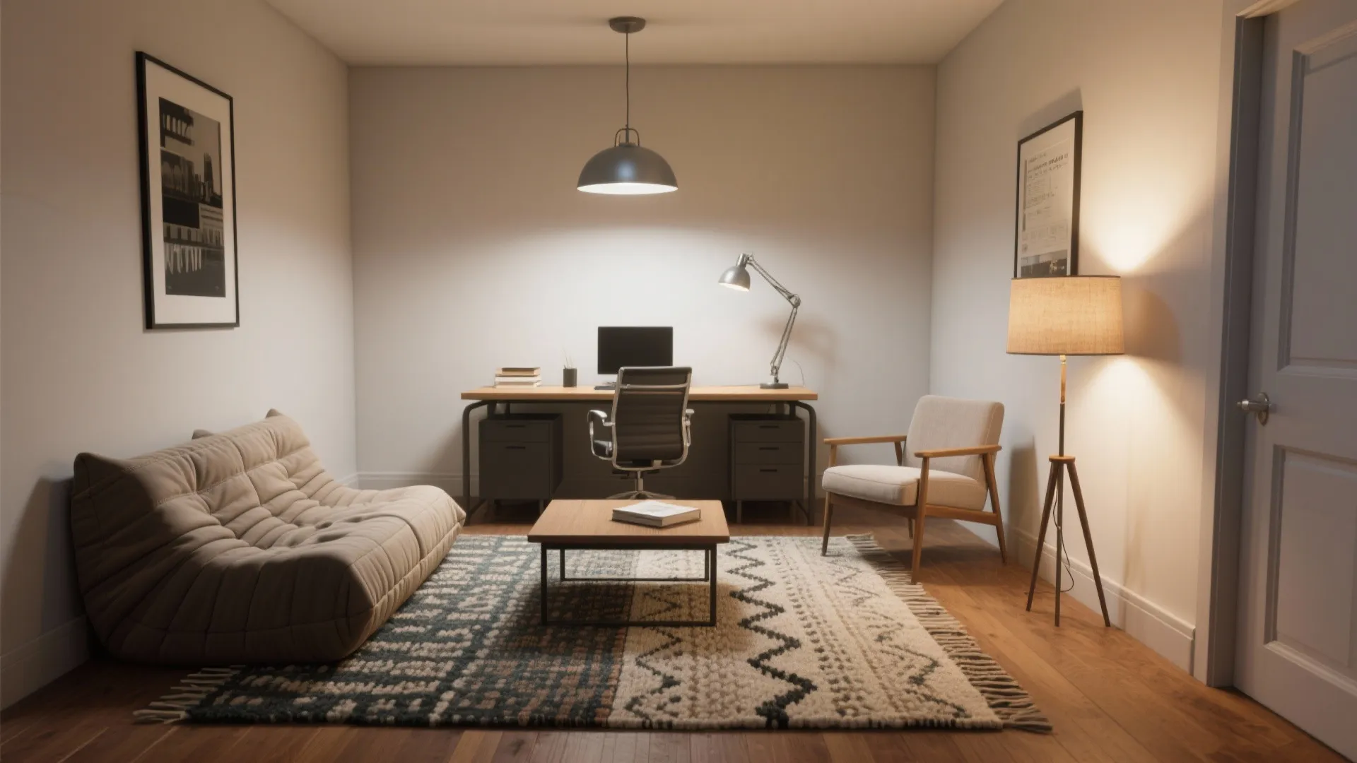 4. Zoning with rugs and lighting