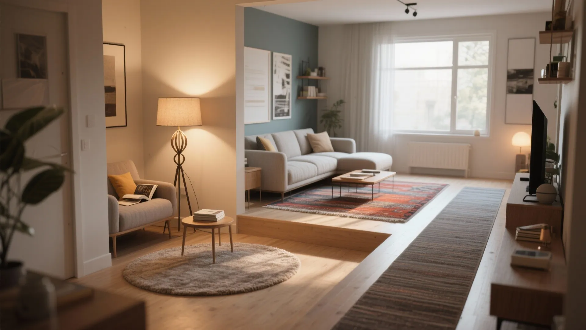 4. Zoning with Rugs and Lighting