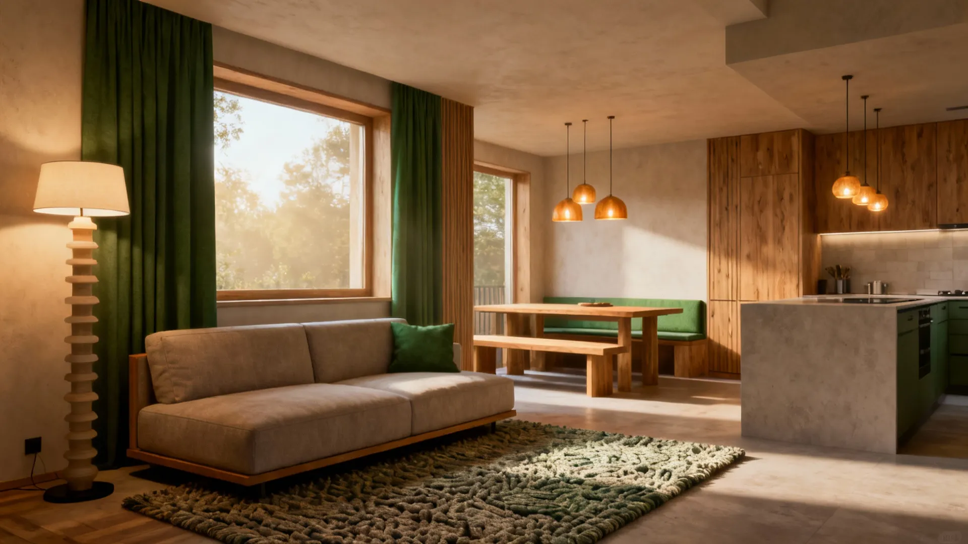 4. Visual zoning with rugs and lighting