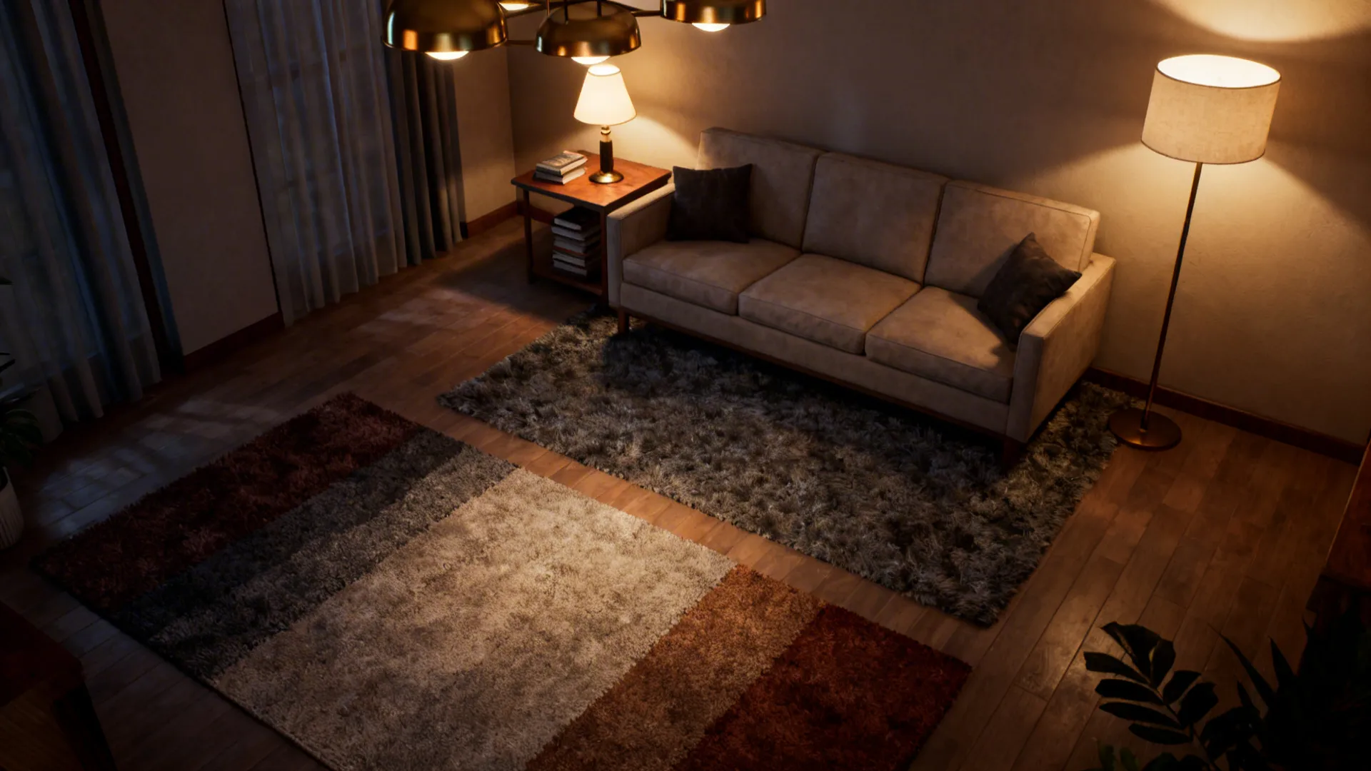 4. Zoning with Rugs and Lighting