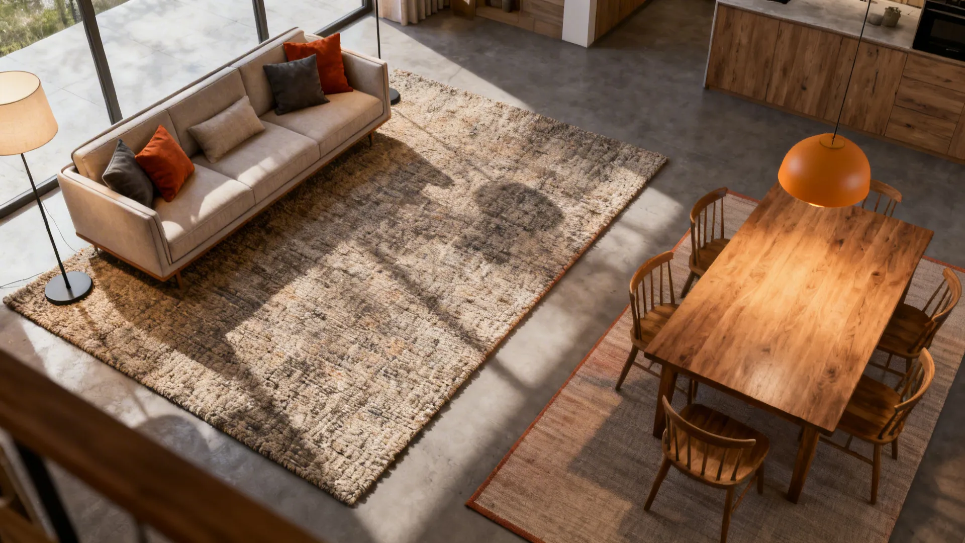 1. Zoning with Rugs and Lighting