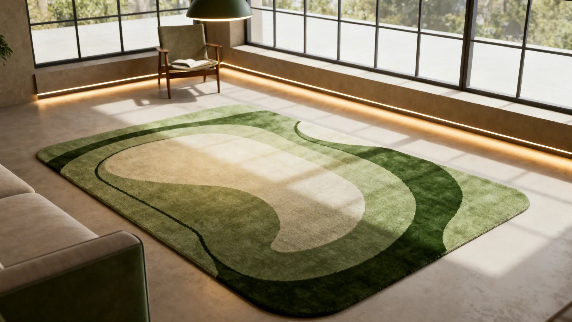 1. Zoning with rugs and lighting