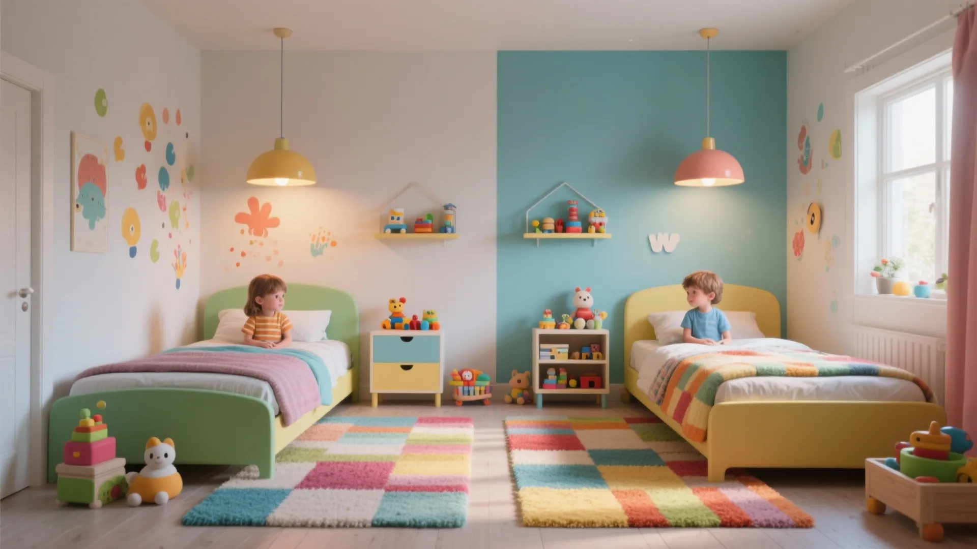 2. Zoning with rugs and lighting