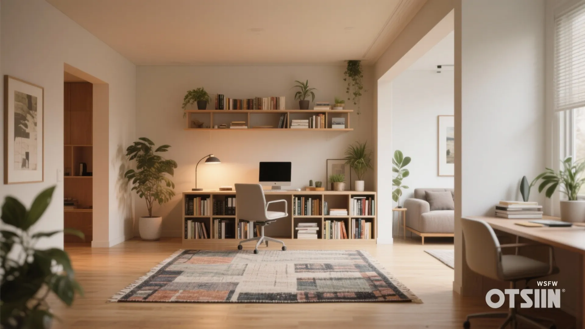 5. Zoning with Rugs and Shelving