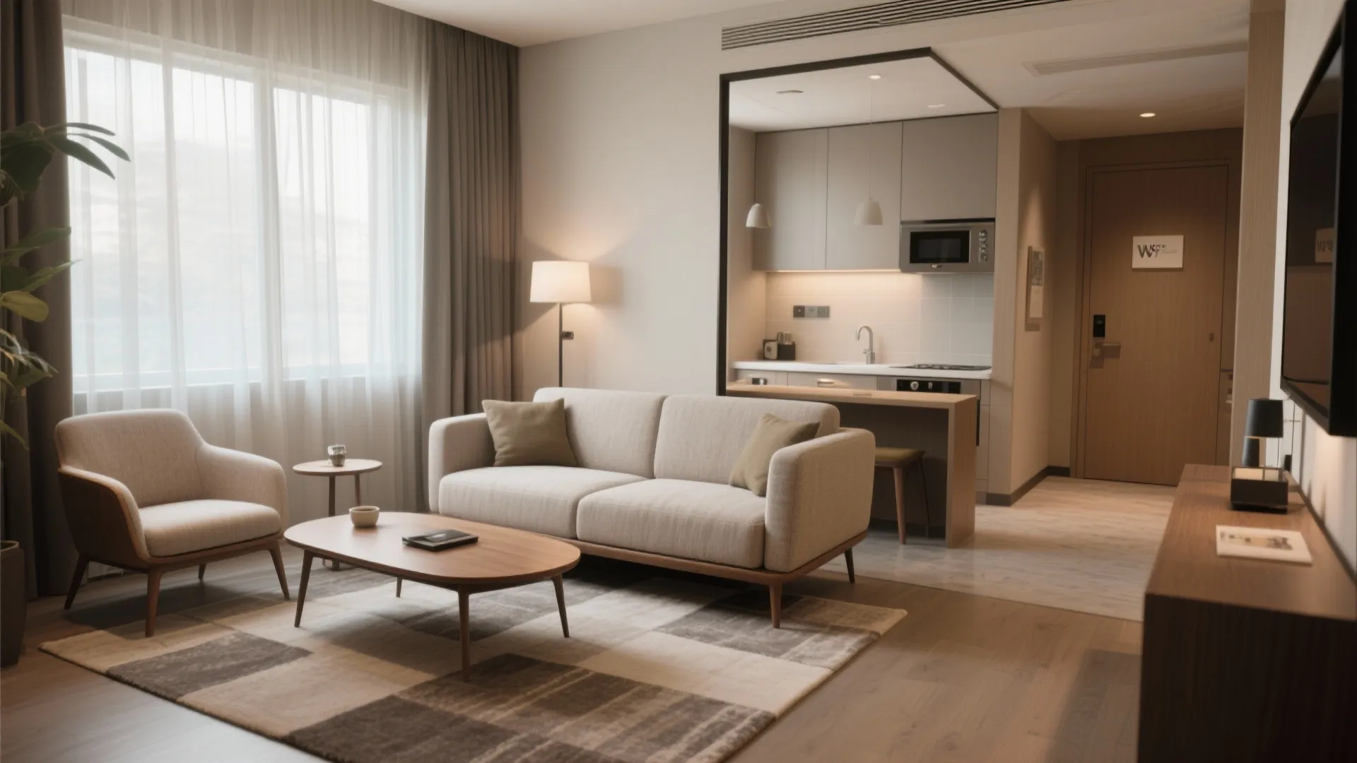 1. Zoning with furniture to create separate living and sleeping areas