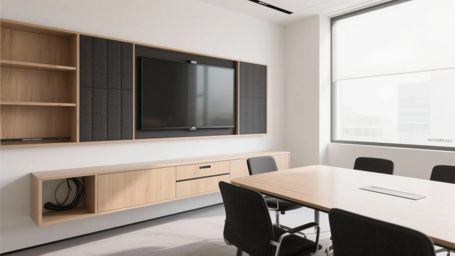 Minimalist zoning with built-in storage