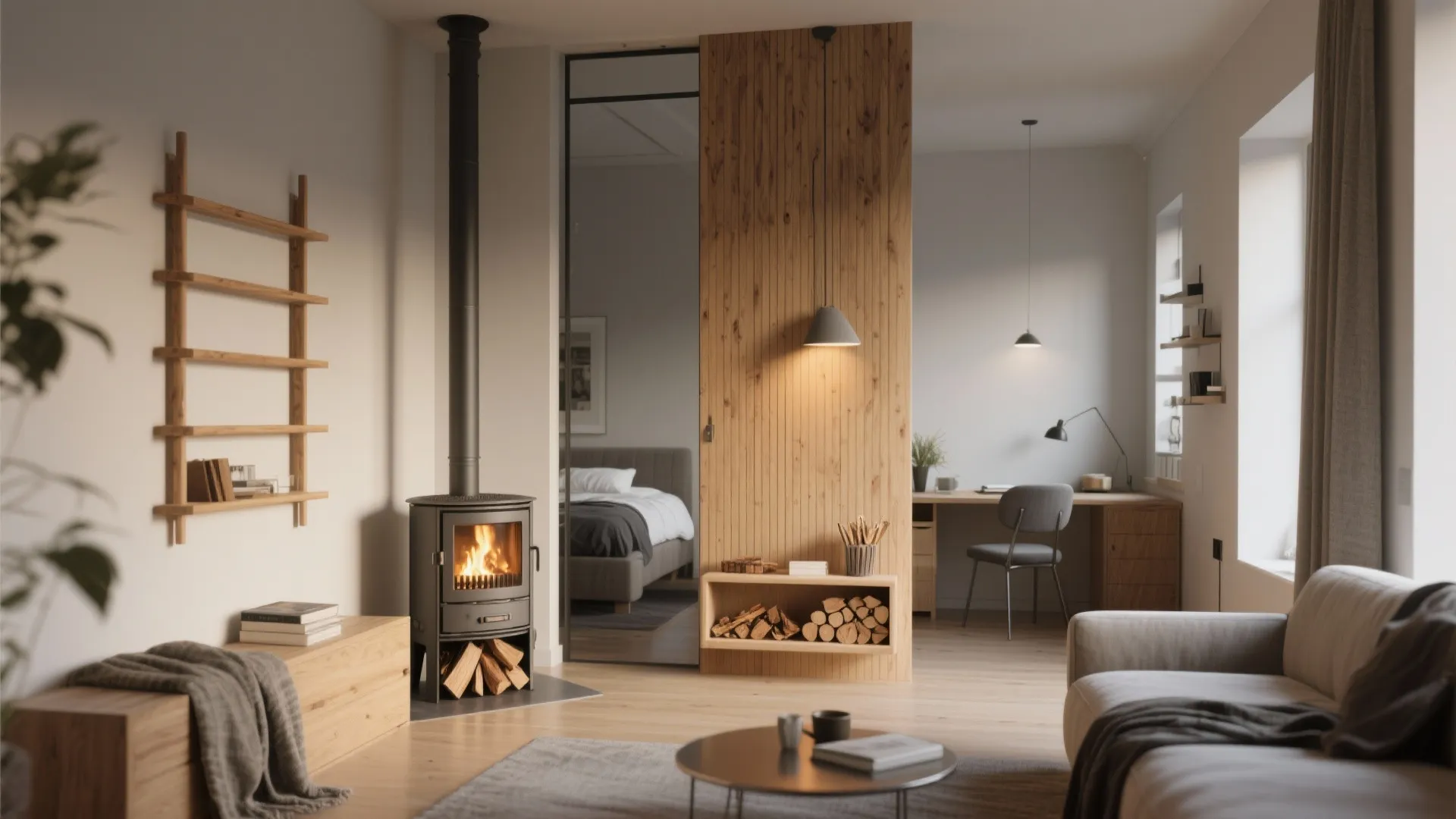 4. Stove as zoning tool and storage hub