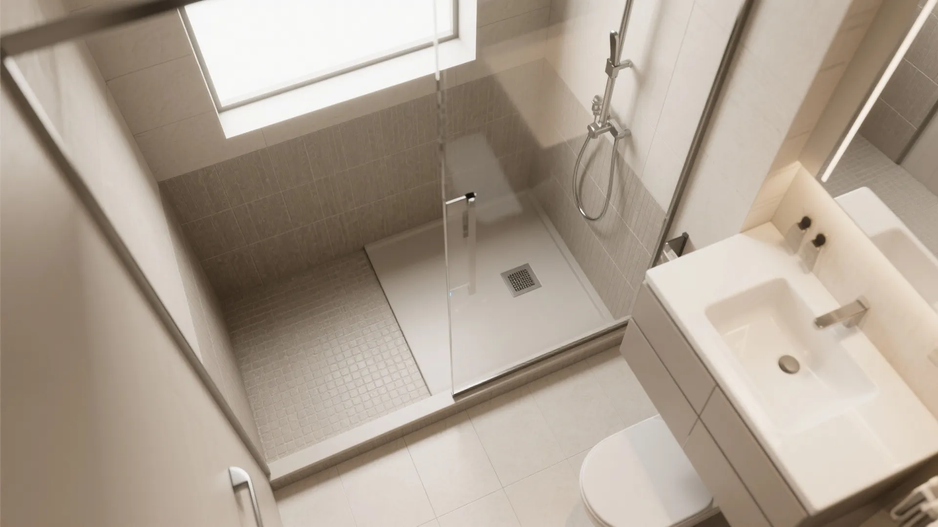 Zoning the Bathroom with Two Coordinated Textures