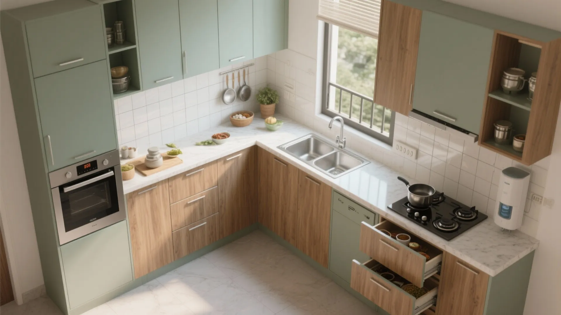 Minimalist Kitchen Storage & Zoning