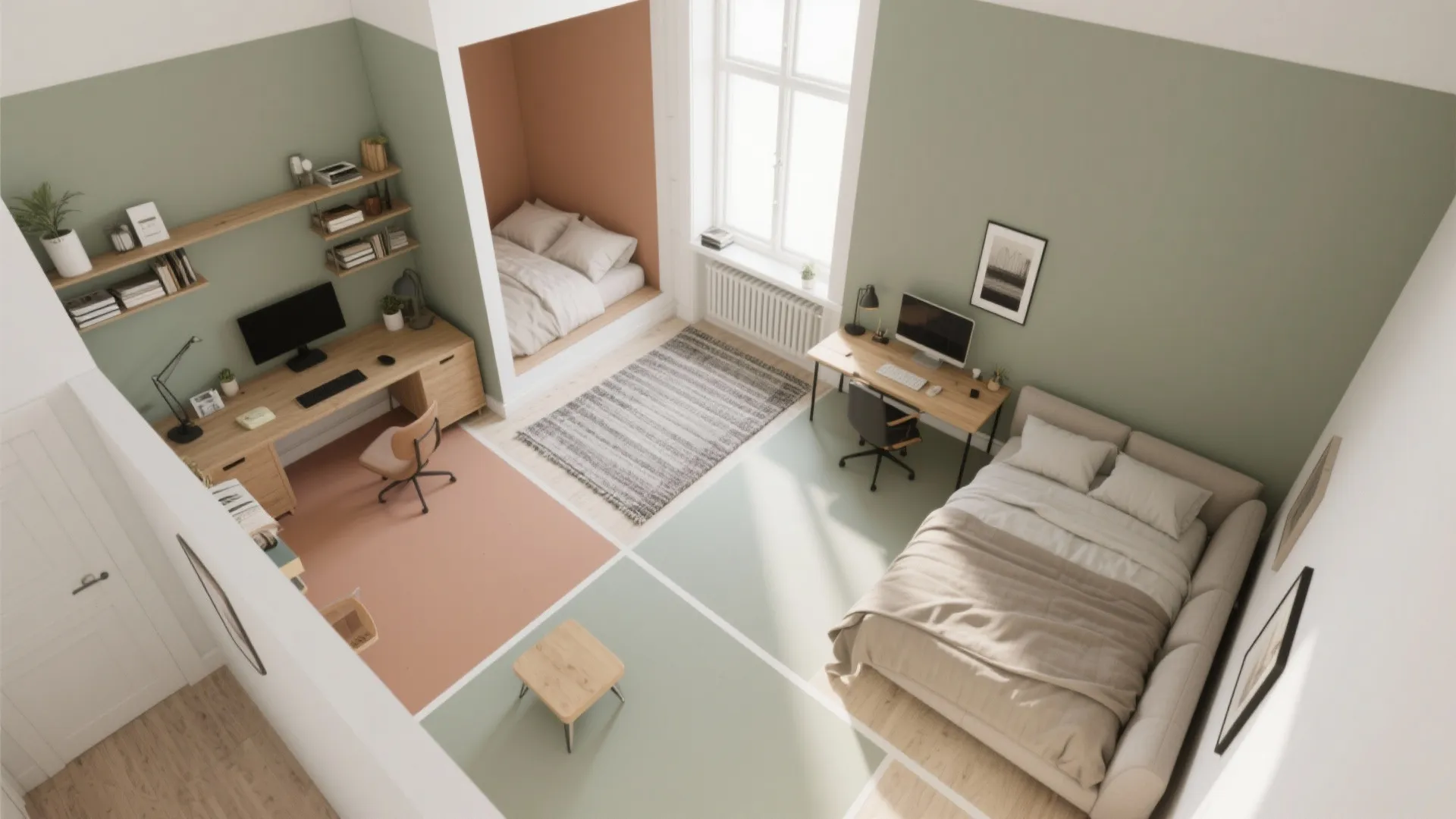 Color Zoning for Studio Apartments