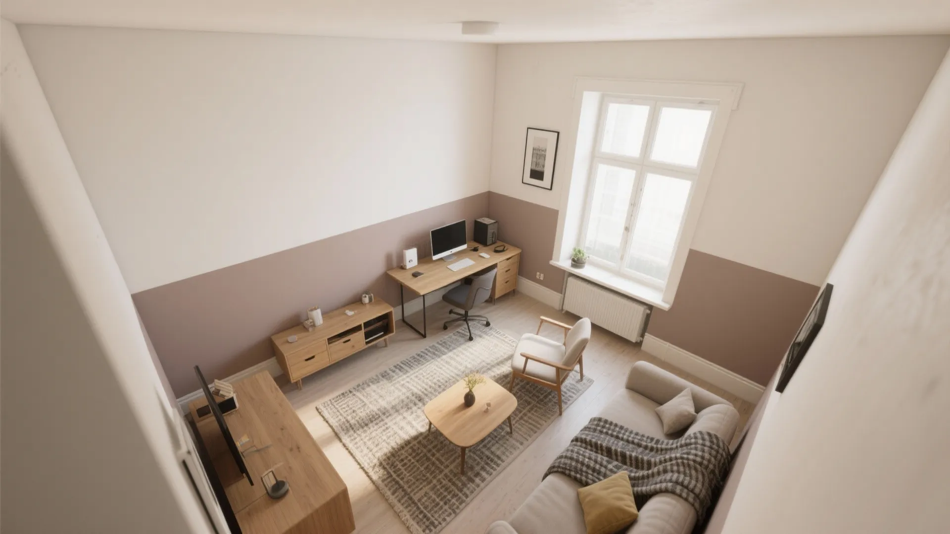 Two-tone walls and color zoning (define mini spaces)