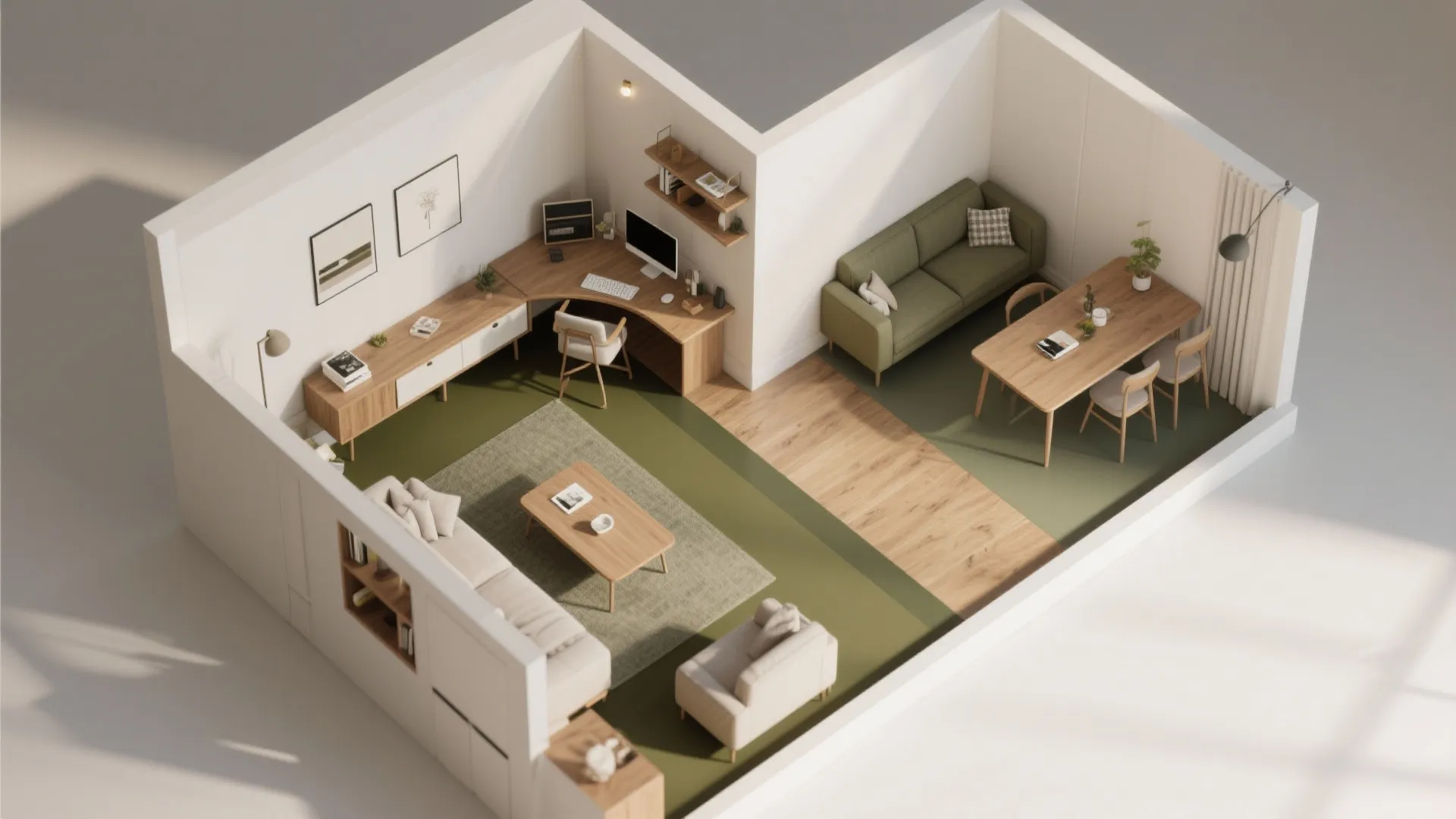 Two-Tone Walls and Colour Zoning to Define Space