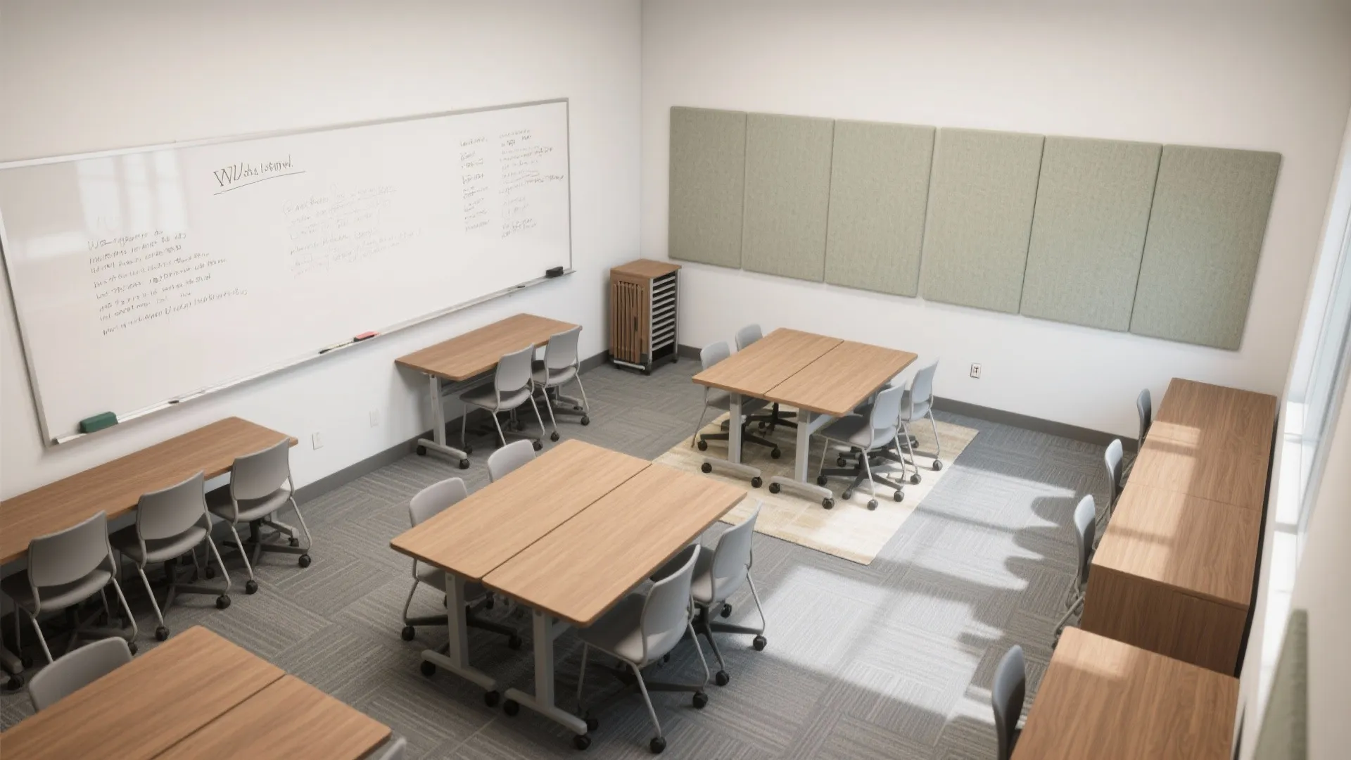 Flexible Zoning With Mobile Tables and Writable Walls