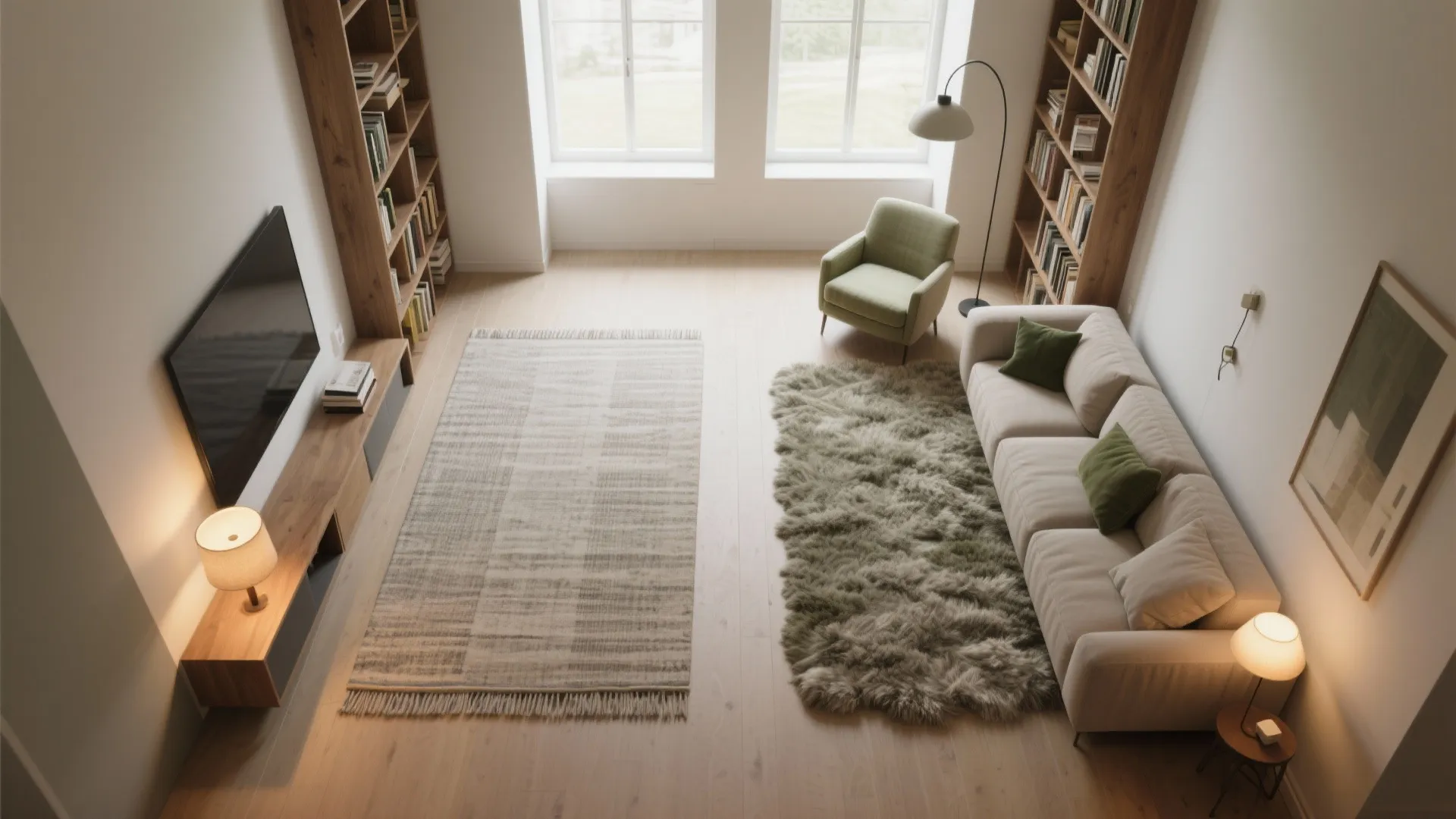 Zone with Rugs, Light, and Low Partitions