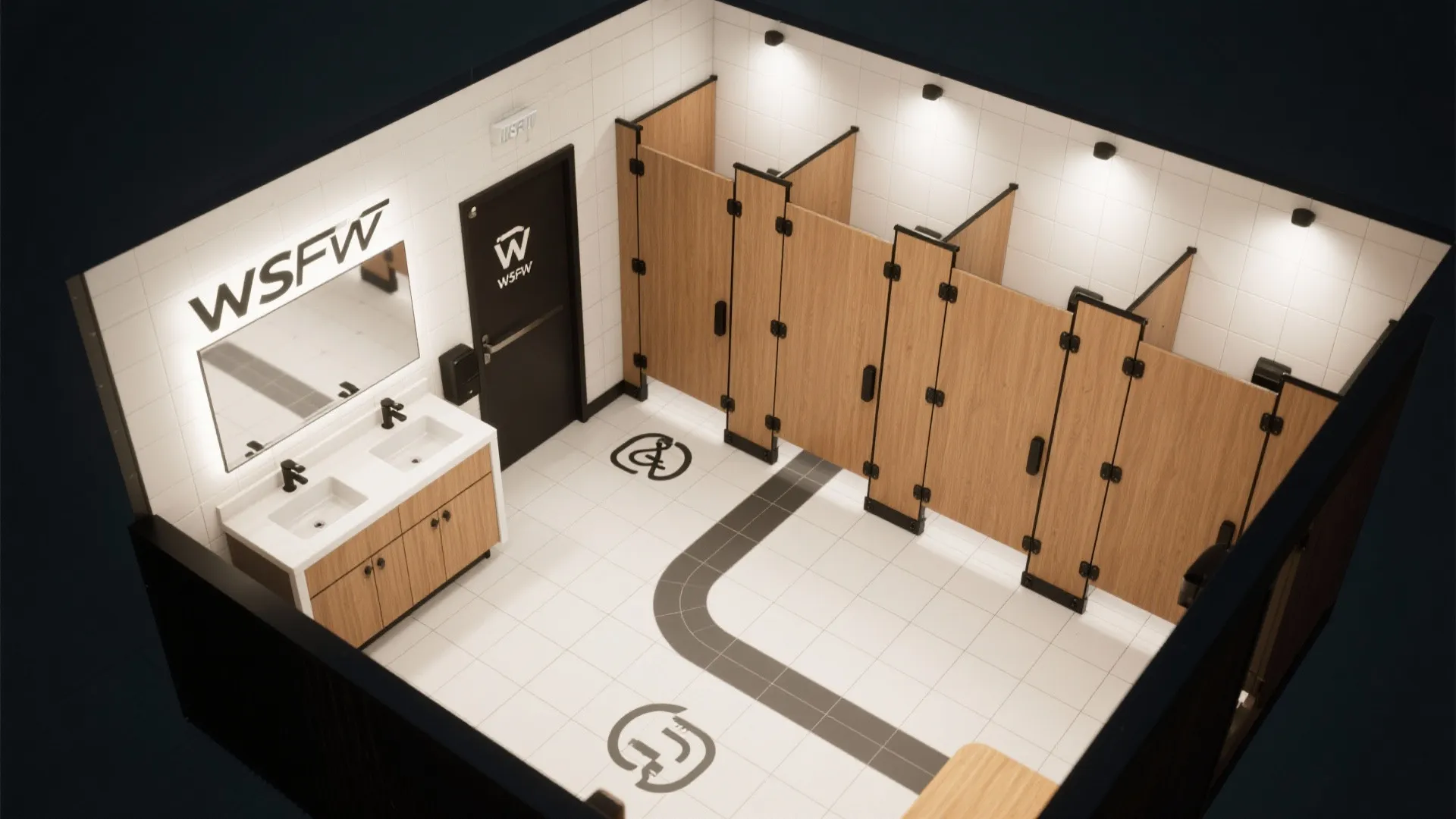 Smart traffic zoning in compact restrooms