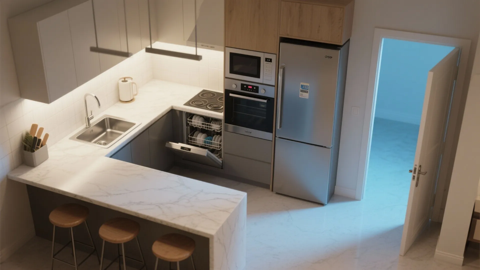 Appliance zoning and slim islands for real-life cooking