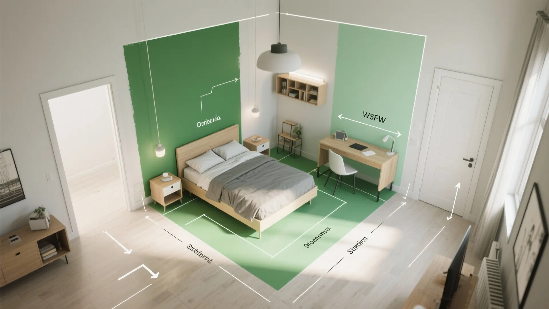 5) Painted Zoning Blocks for Studio Apartments