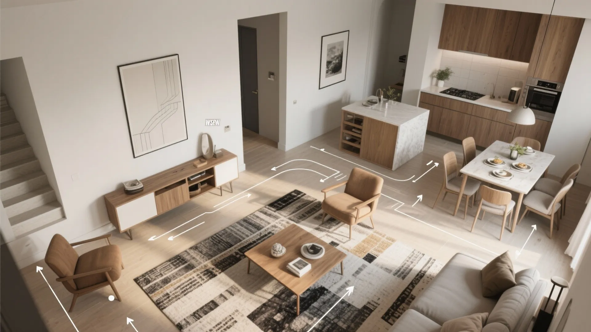 Flexible Living-Dining Zoning