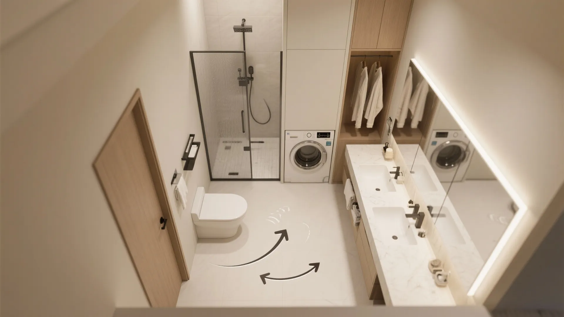 Idea 4: Wardrobe by the Warm Zone, Laundry by the Wet Zone